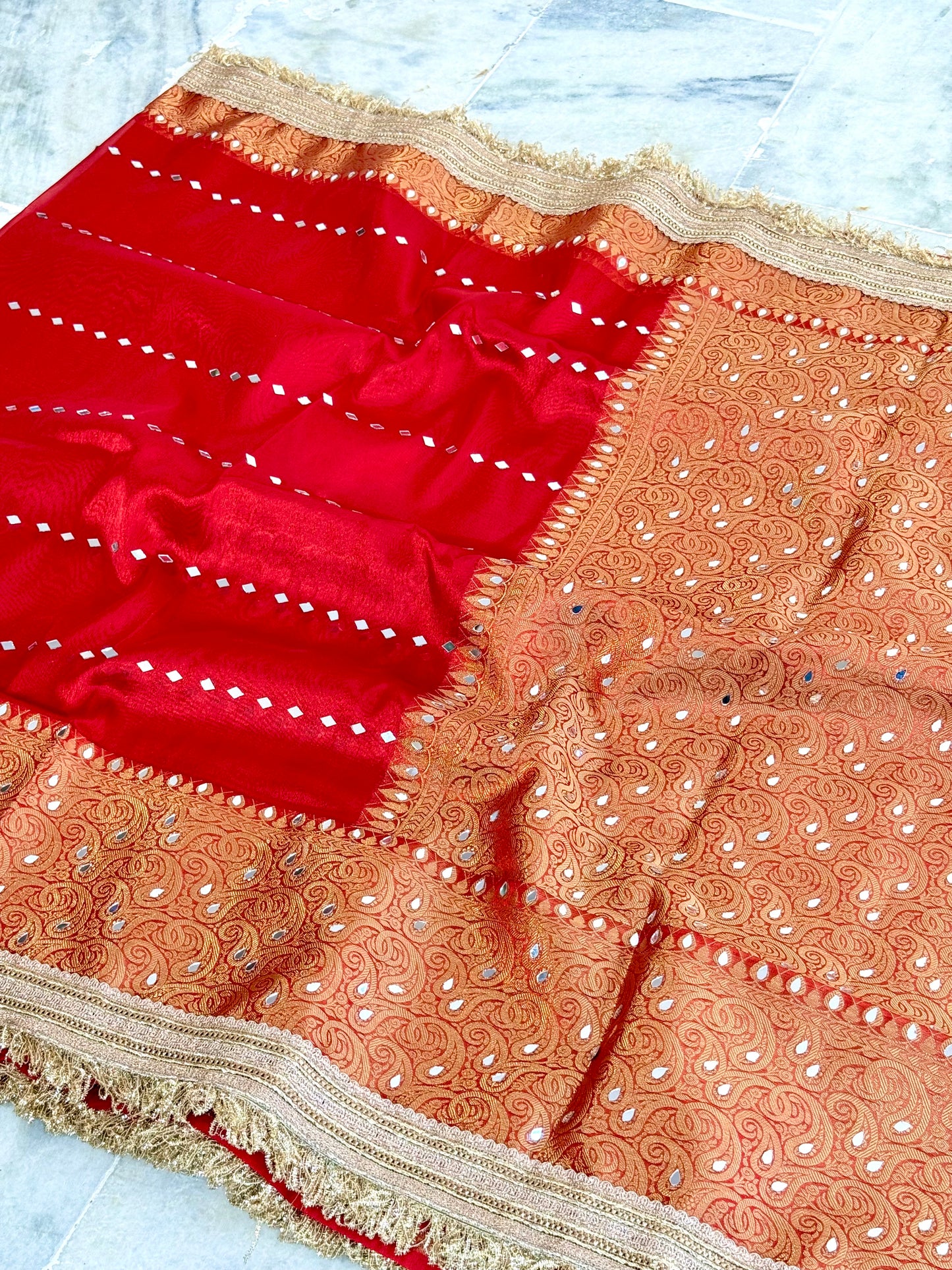 Banarasi Mirror Work Tissue Silk Saree