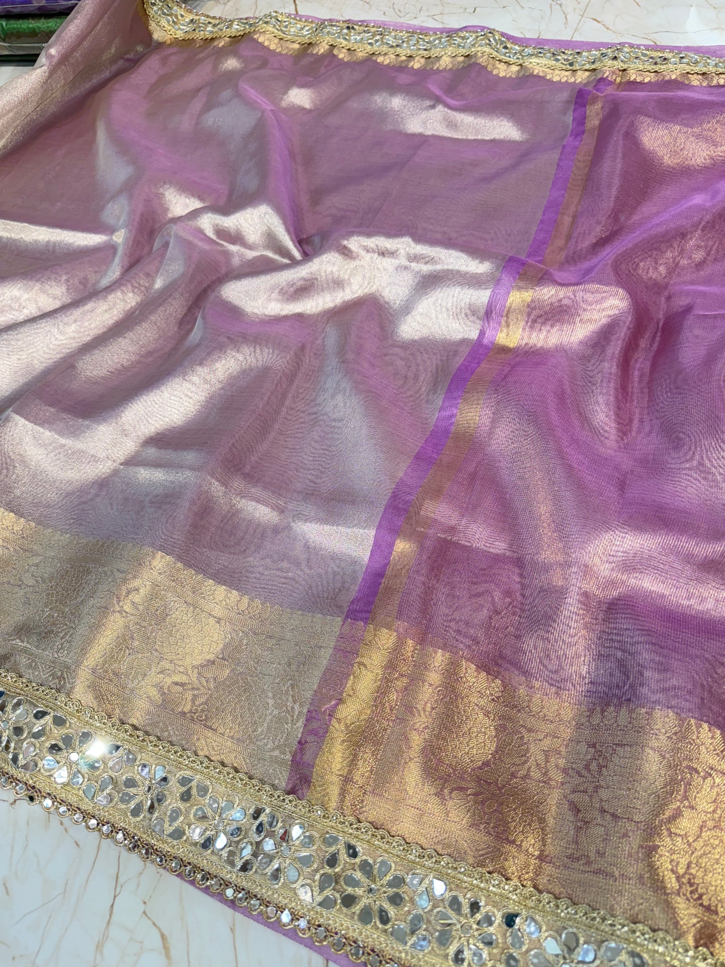 Banarasi Mirror Work Tissue Silk Saree