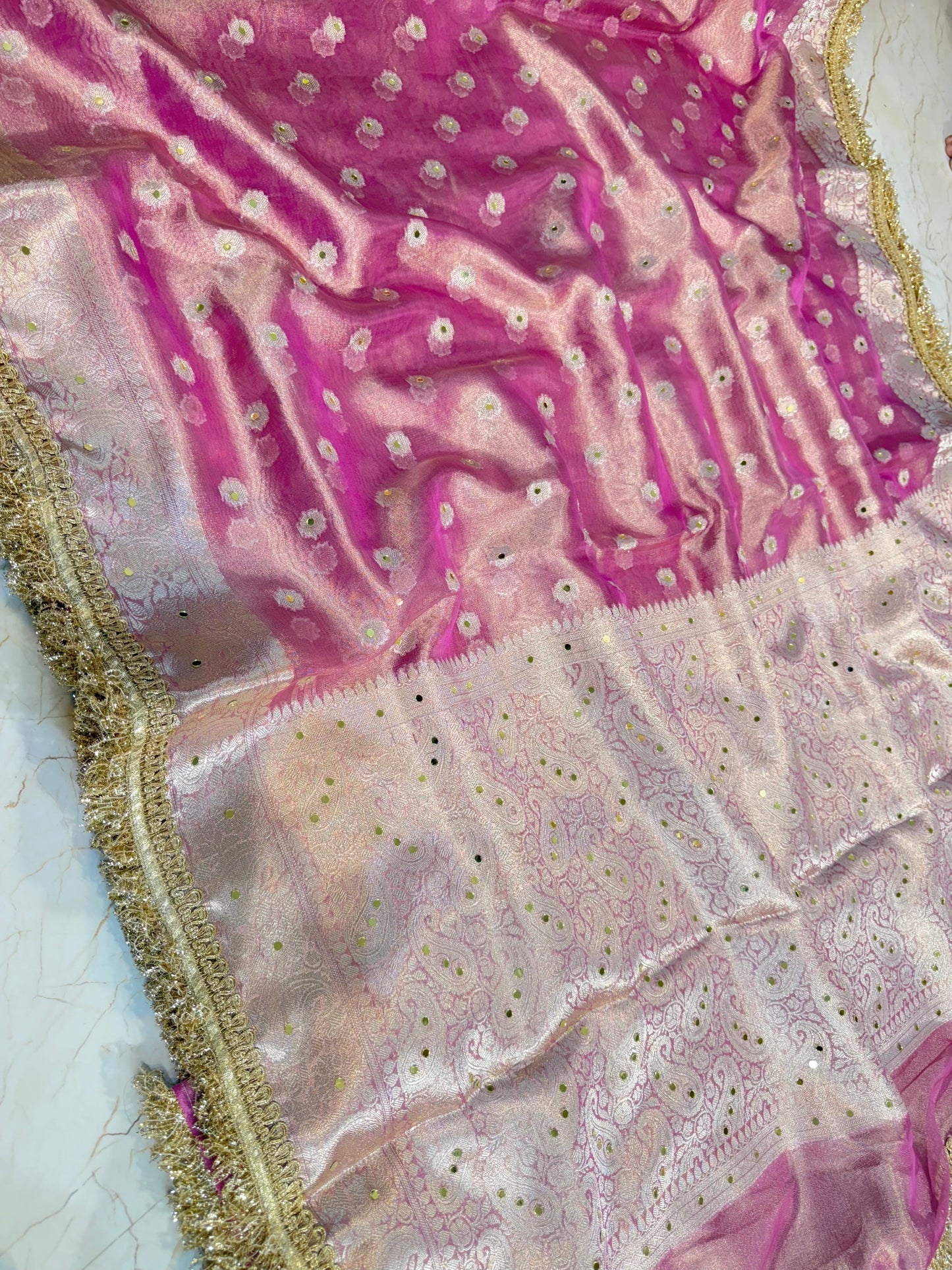 Banarasi Mirror Work Tissue Silk Saree
