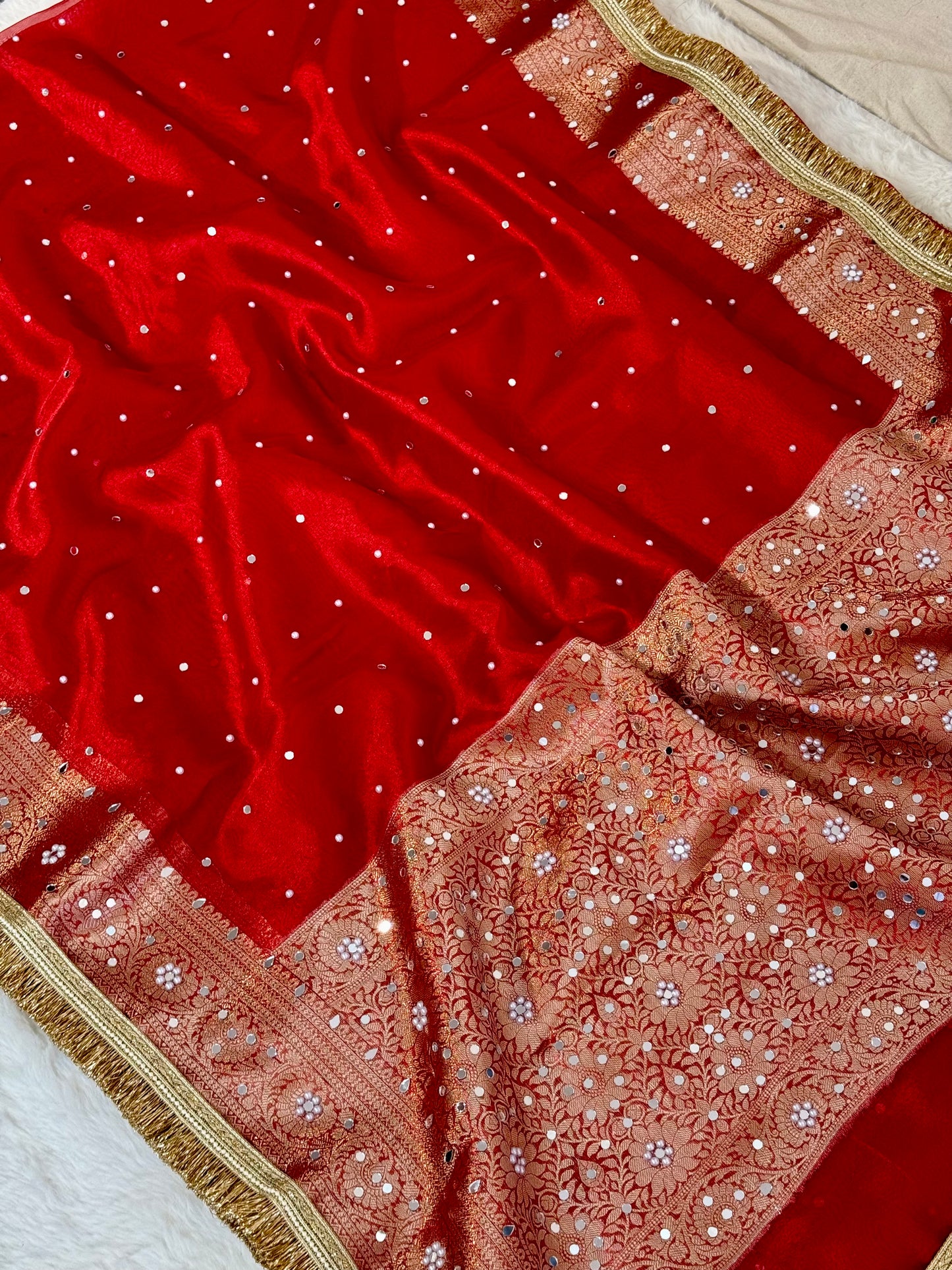 Banarasi Mirror Work Tissue Silk Saree