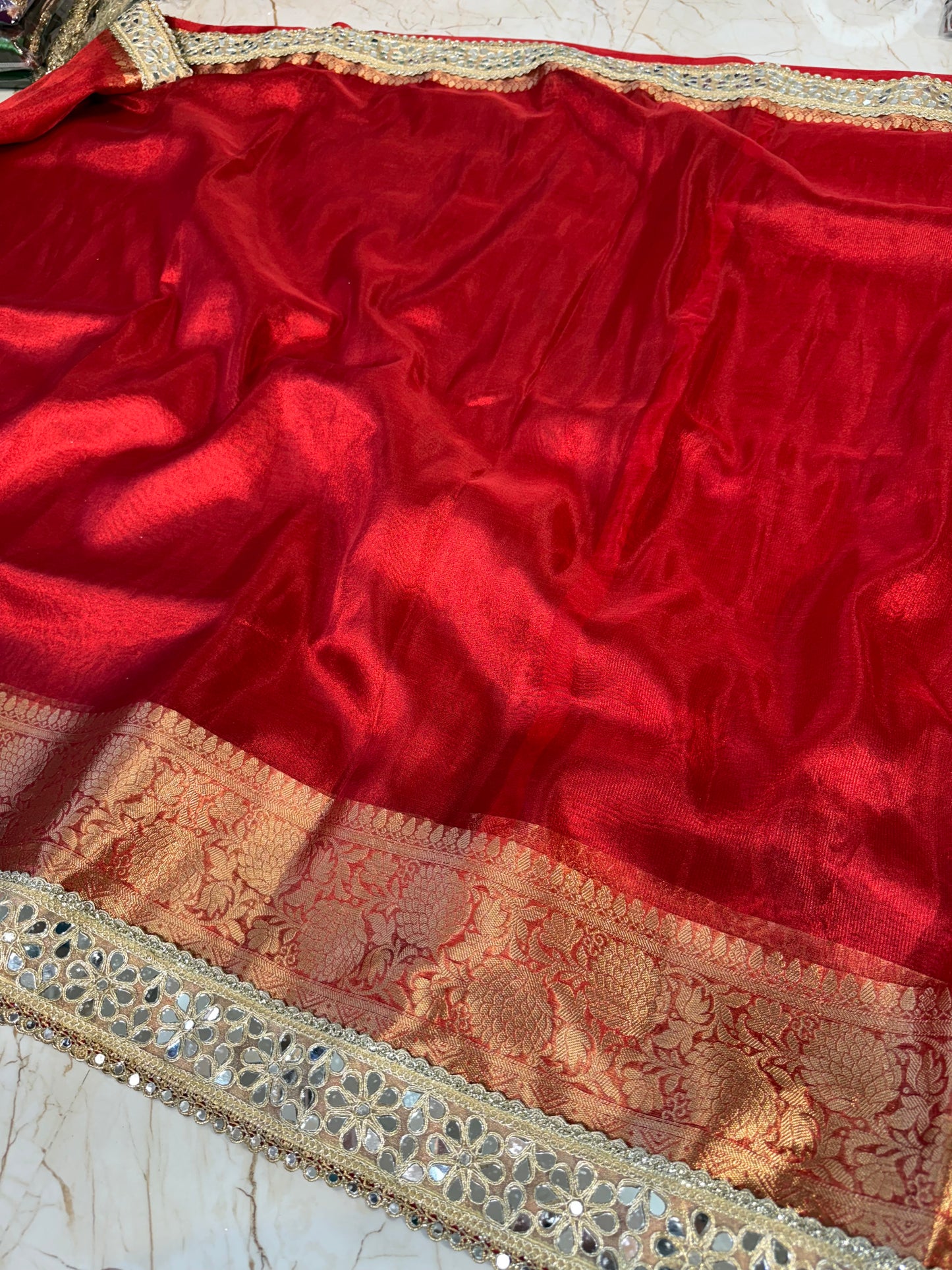 Banarasi Mirror Work Tissue Silk Saree