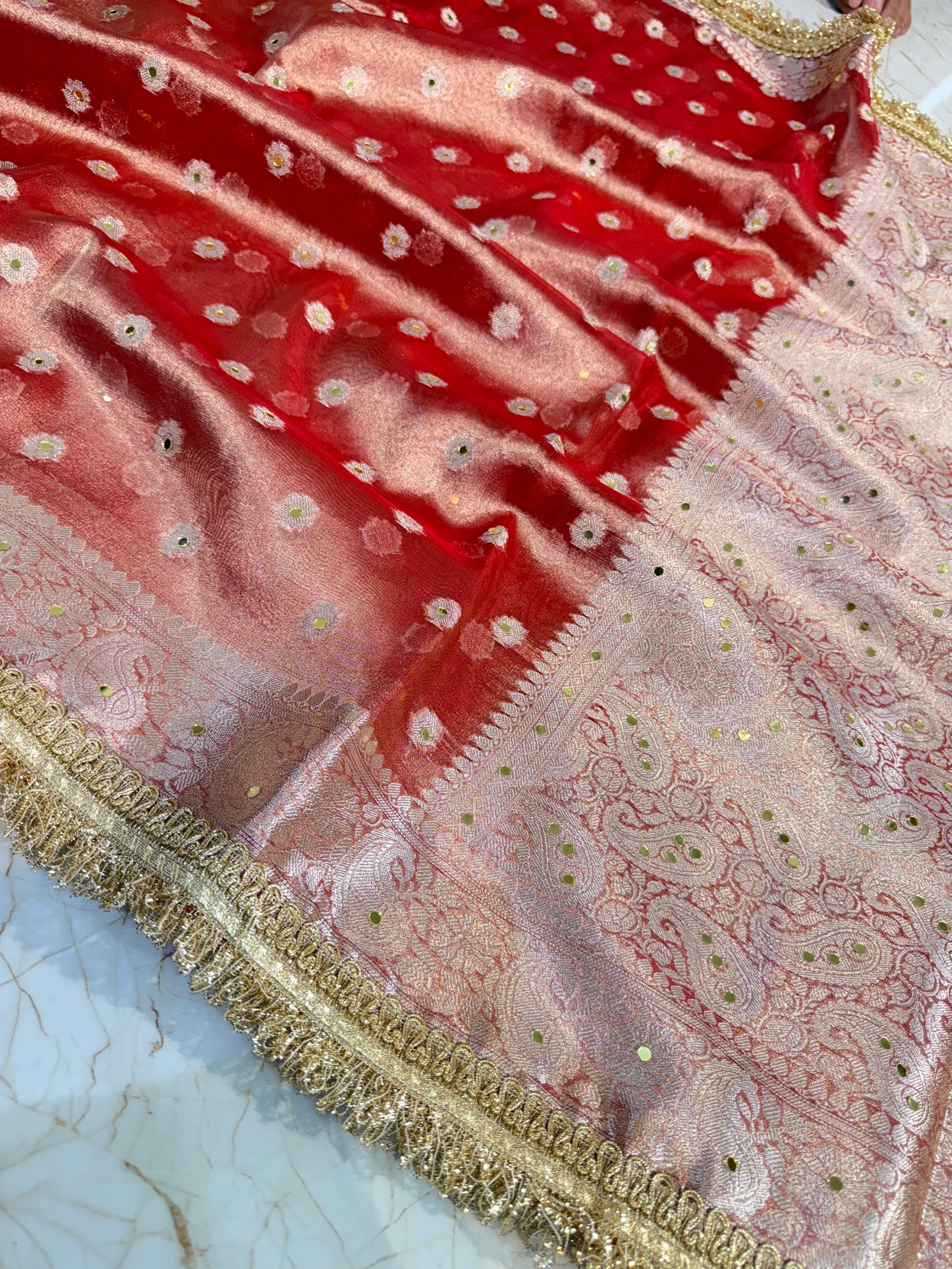 Banarasi Mirror Work Tissue Silk Saree