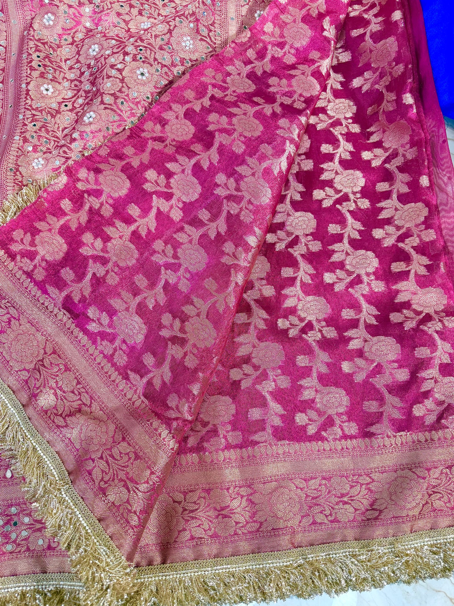 Banarasi Mirror Work Tissue Silk Saree
