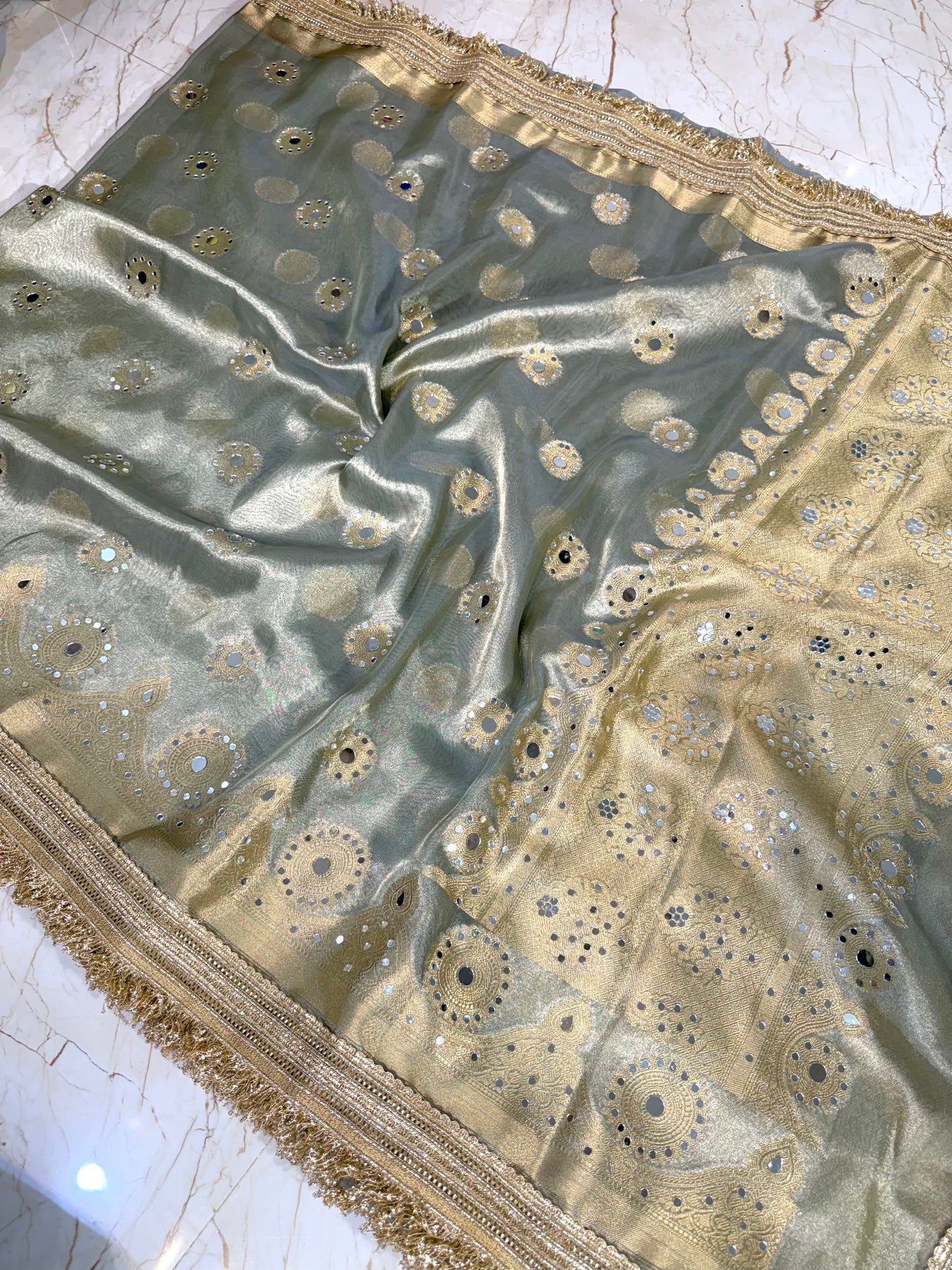 Banarasi Mirror Work Tissue Silk Saree