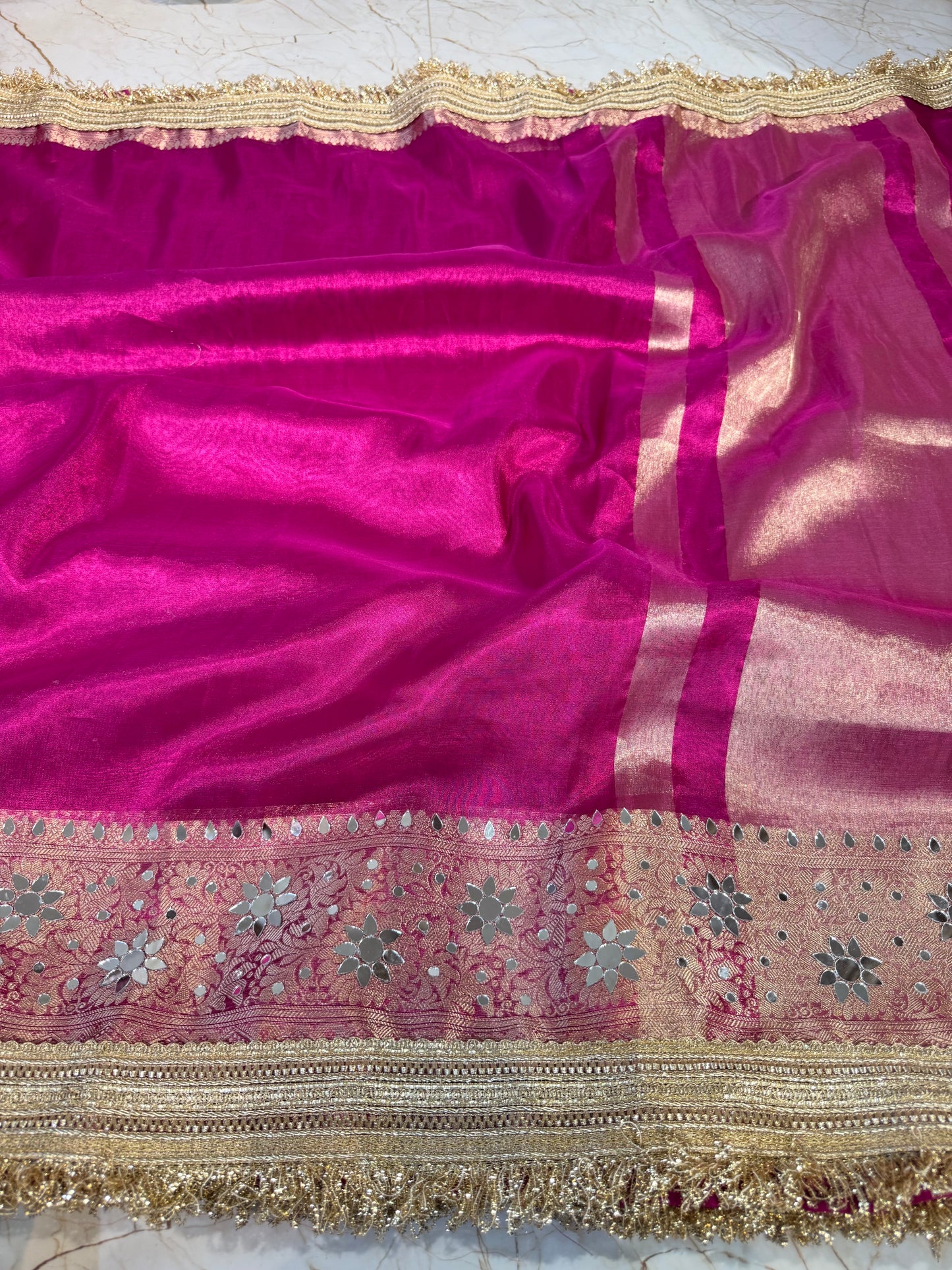 Banarasi Mirror Work Tissue Silk Saree