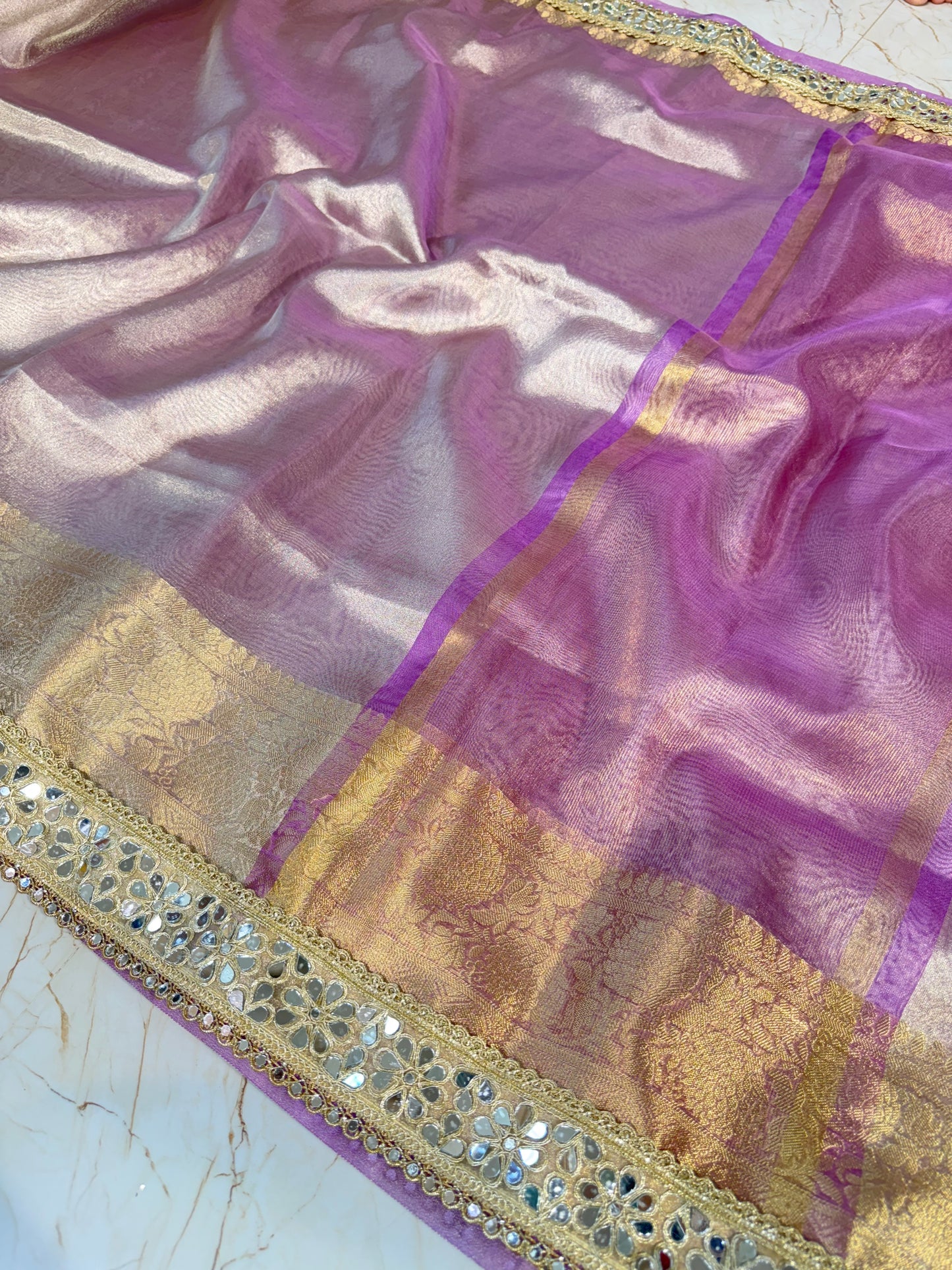 Banarasi Mirror Work Tissue Silk Saree
