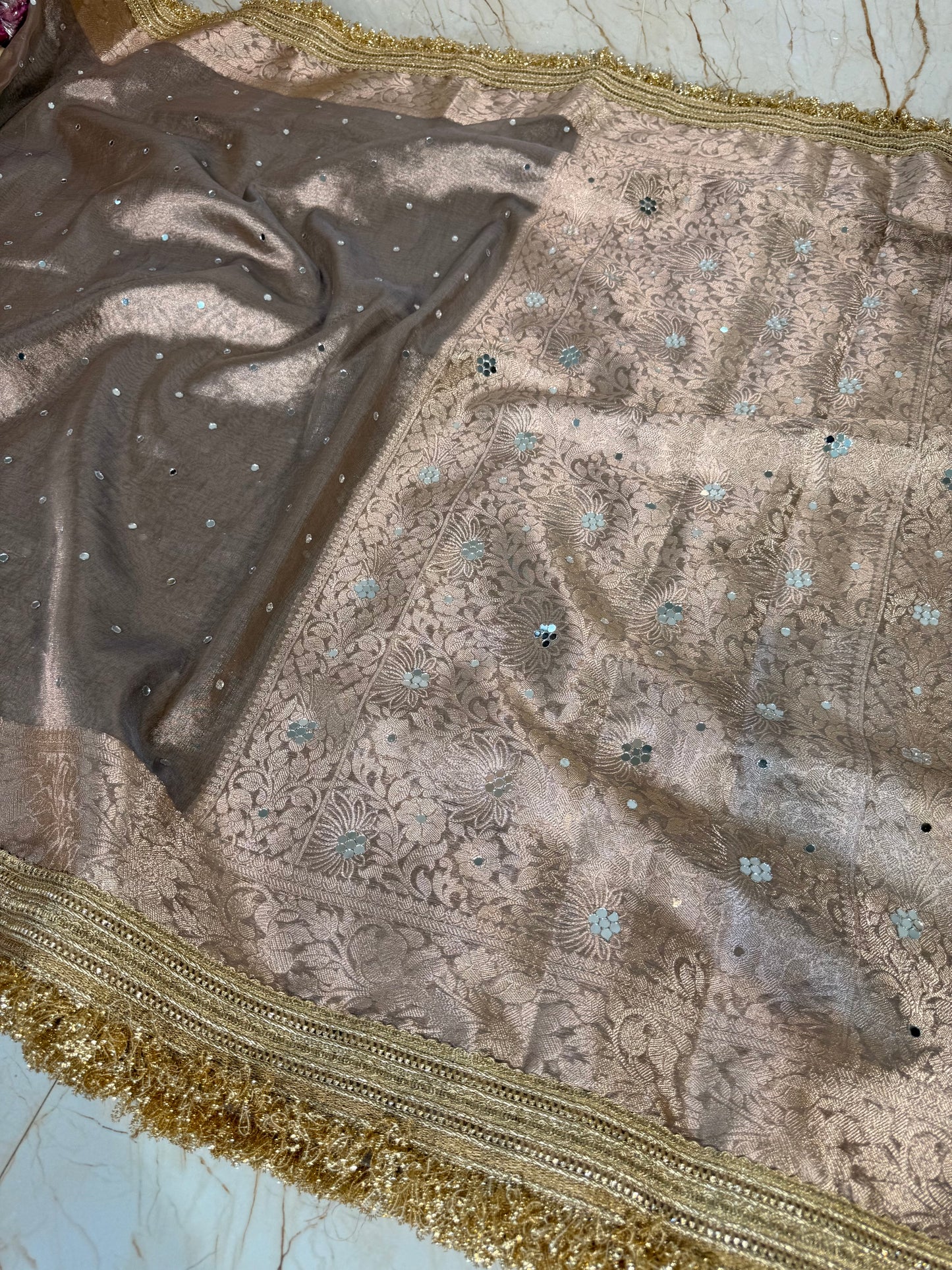 Banarasi Mirror Work Tissue Silk Saree