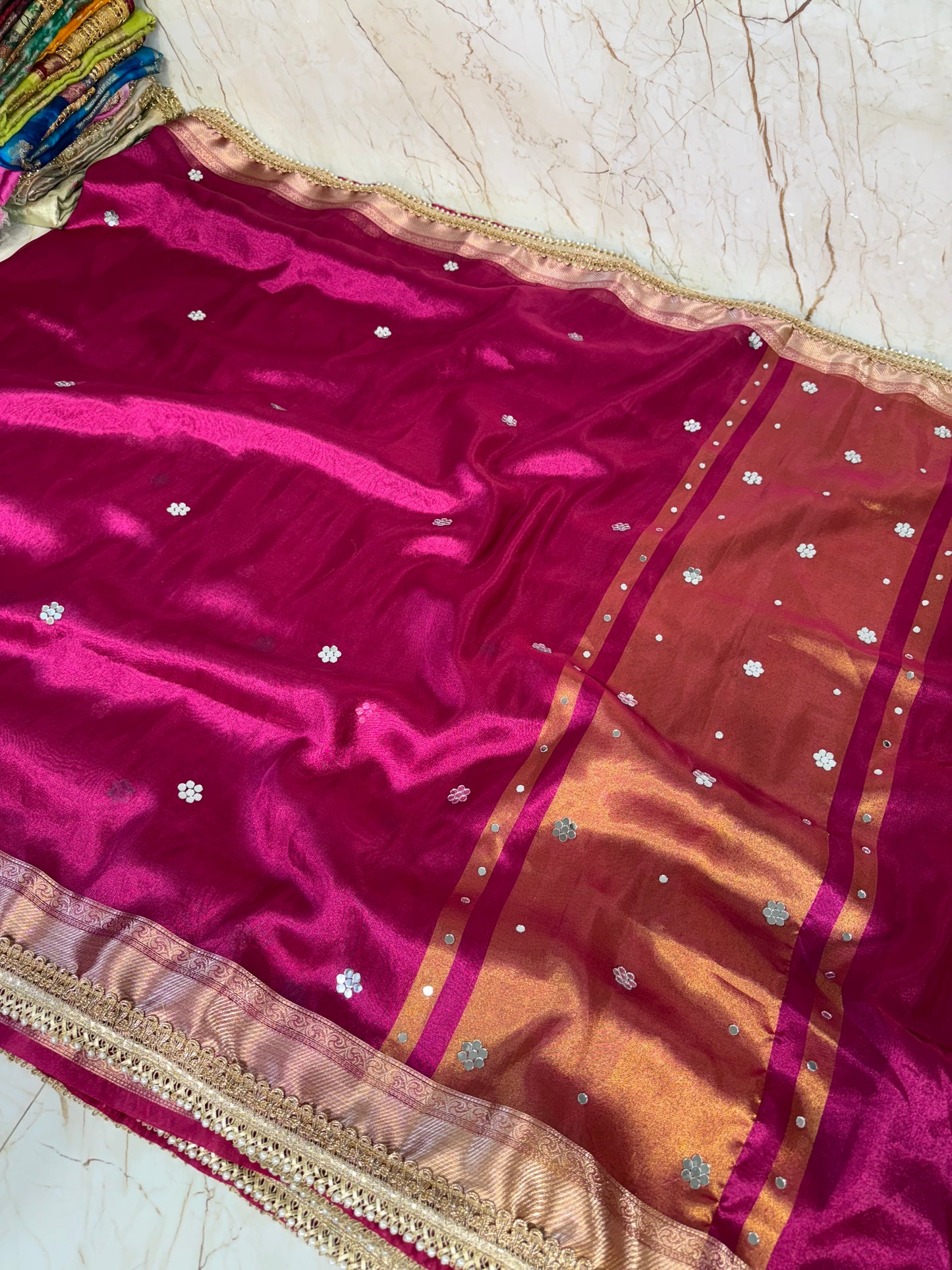 Banarasi Mirror Work Tissue Silk Saree
