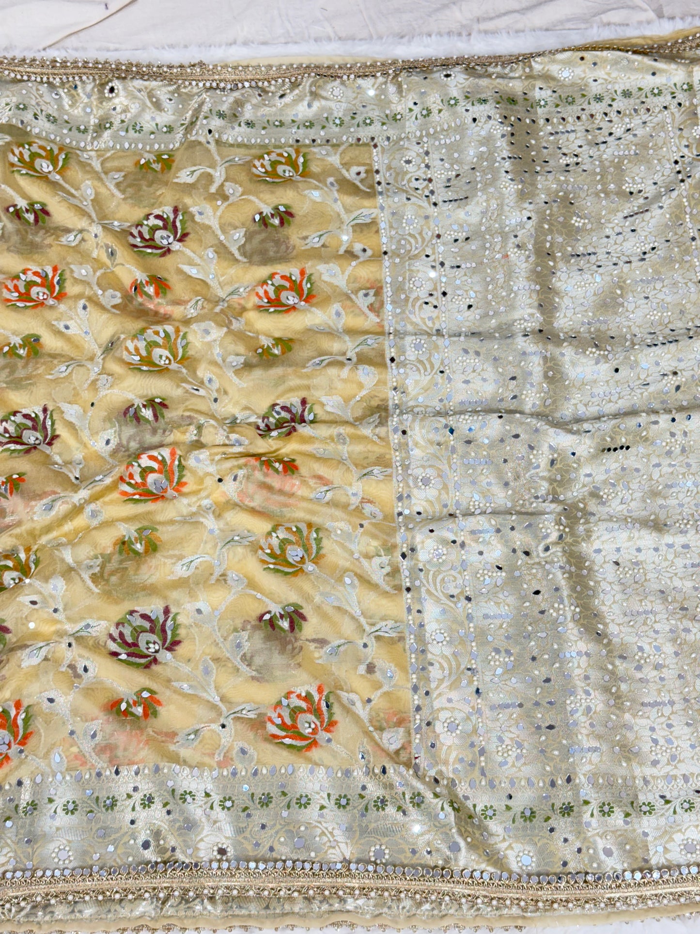 Banarasi Mirror Work Georgette Silk Saree