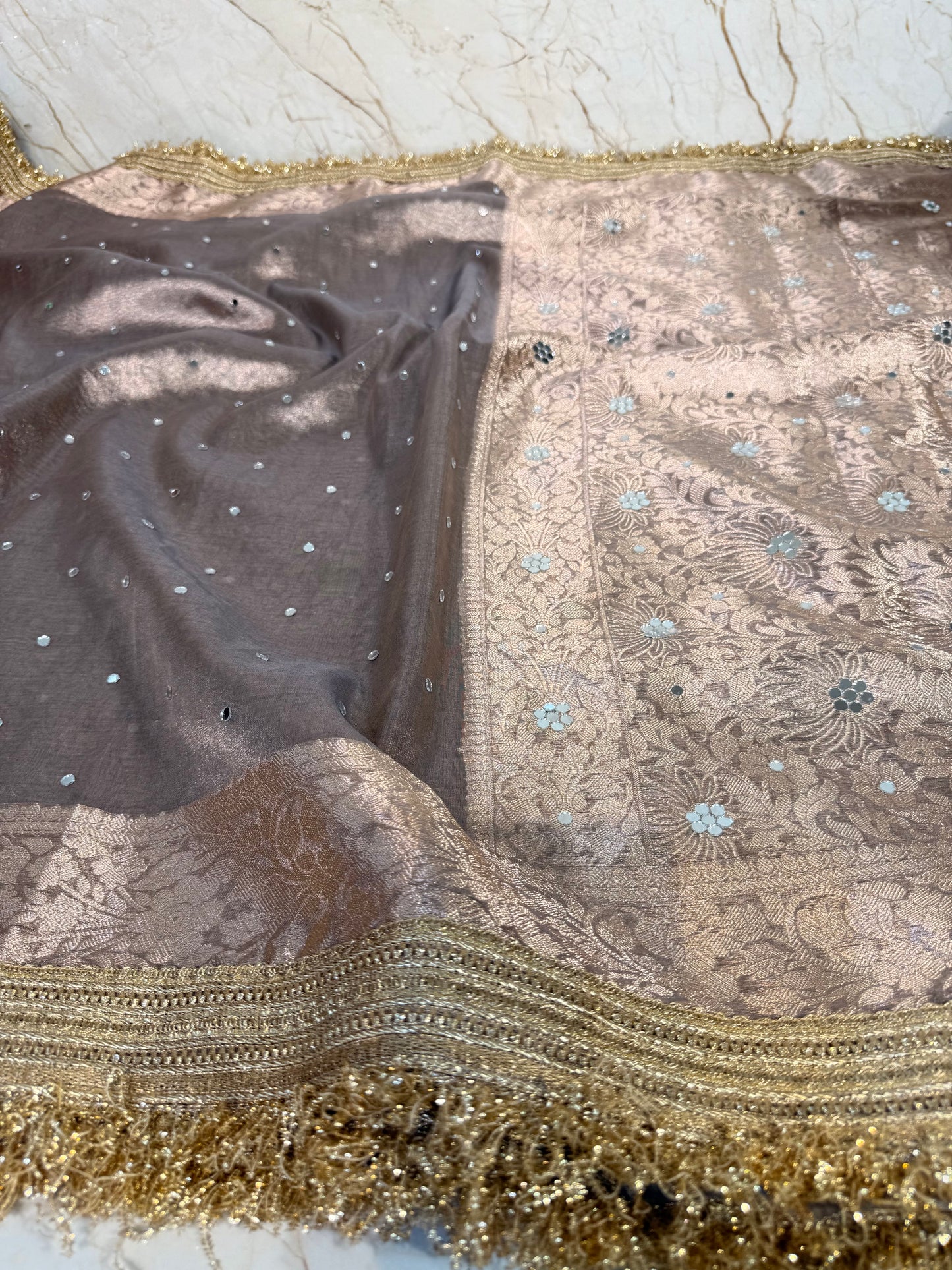 Banarasi Mirror Work Tissue Silk Saree