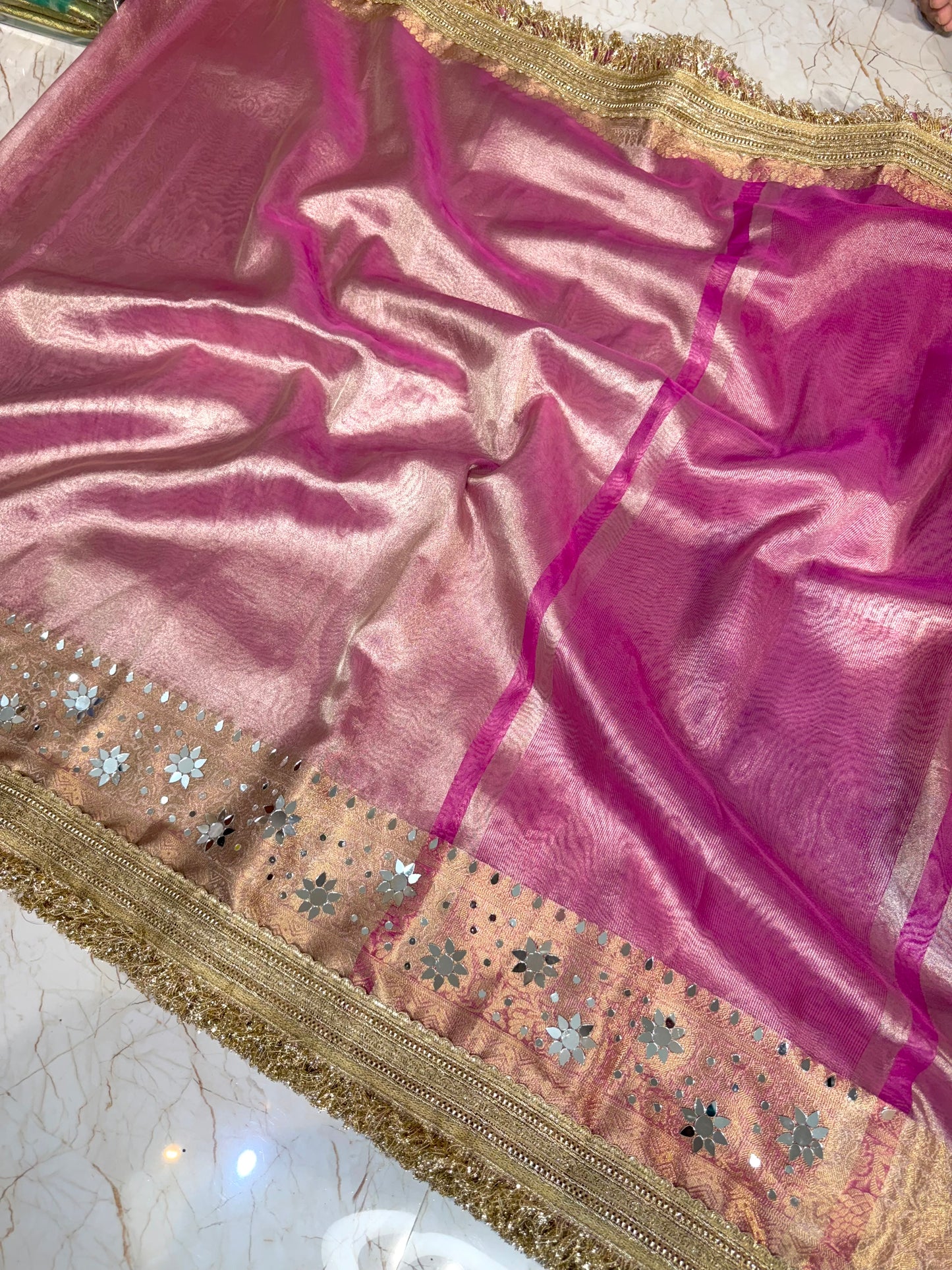 Banarasi Mirror Work Tissue Silk Saree