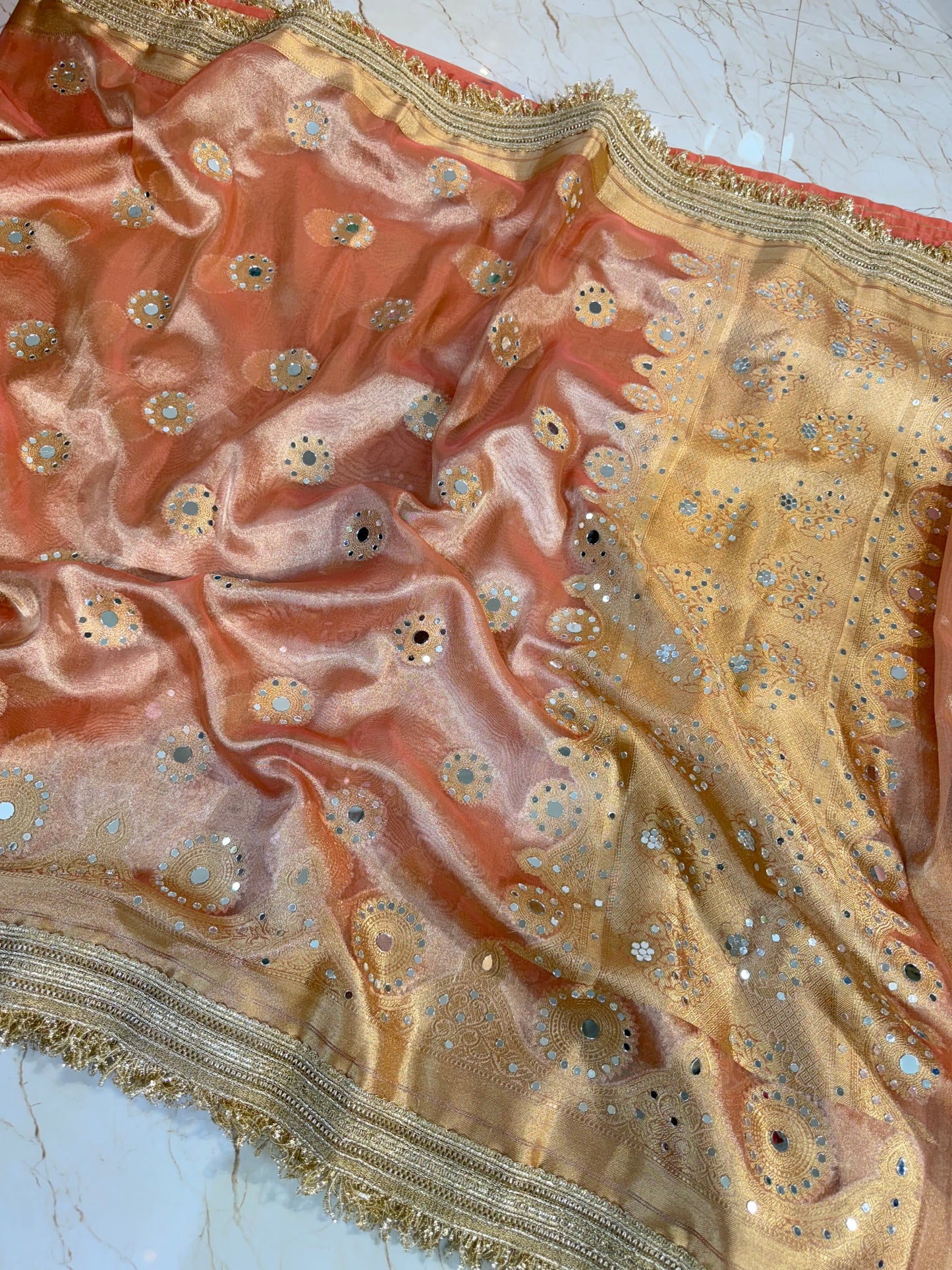 Banarasi Mirror Work Tissue Silk Saree