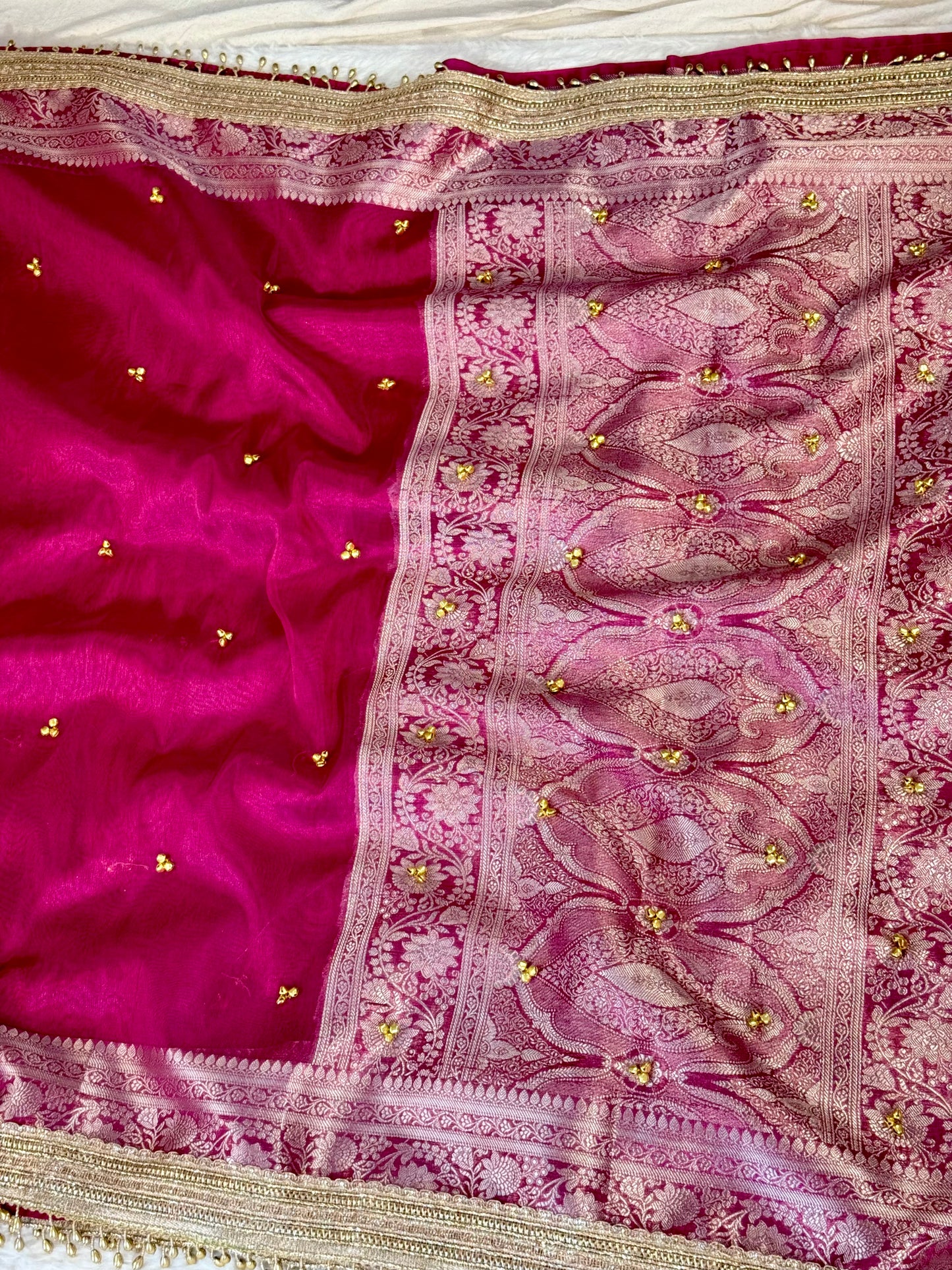 Banarasi Ghunghru Work Tissue Silk Saree