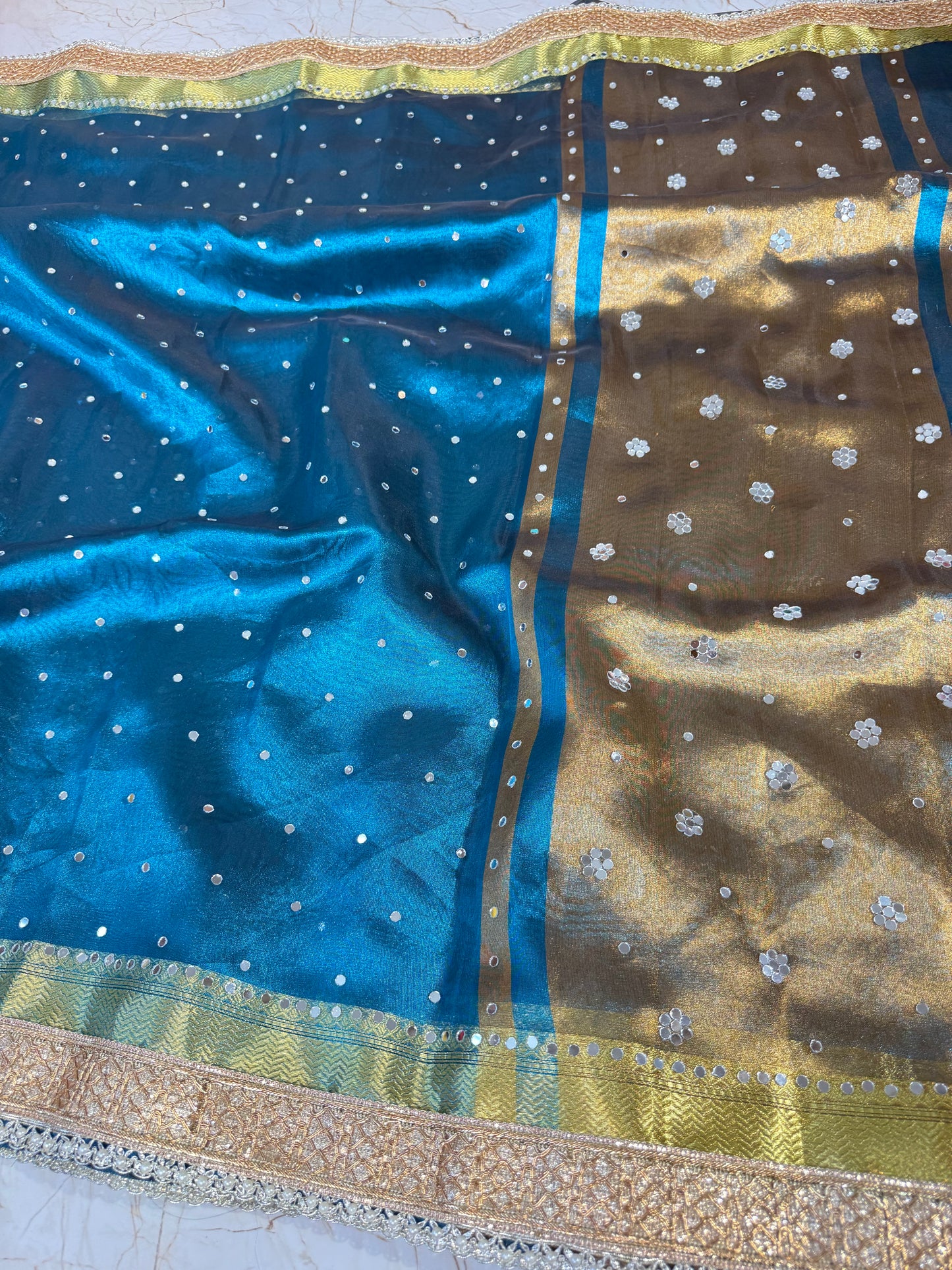 Banarasi Mirror Work Tissue Silk Saree