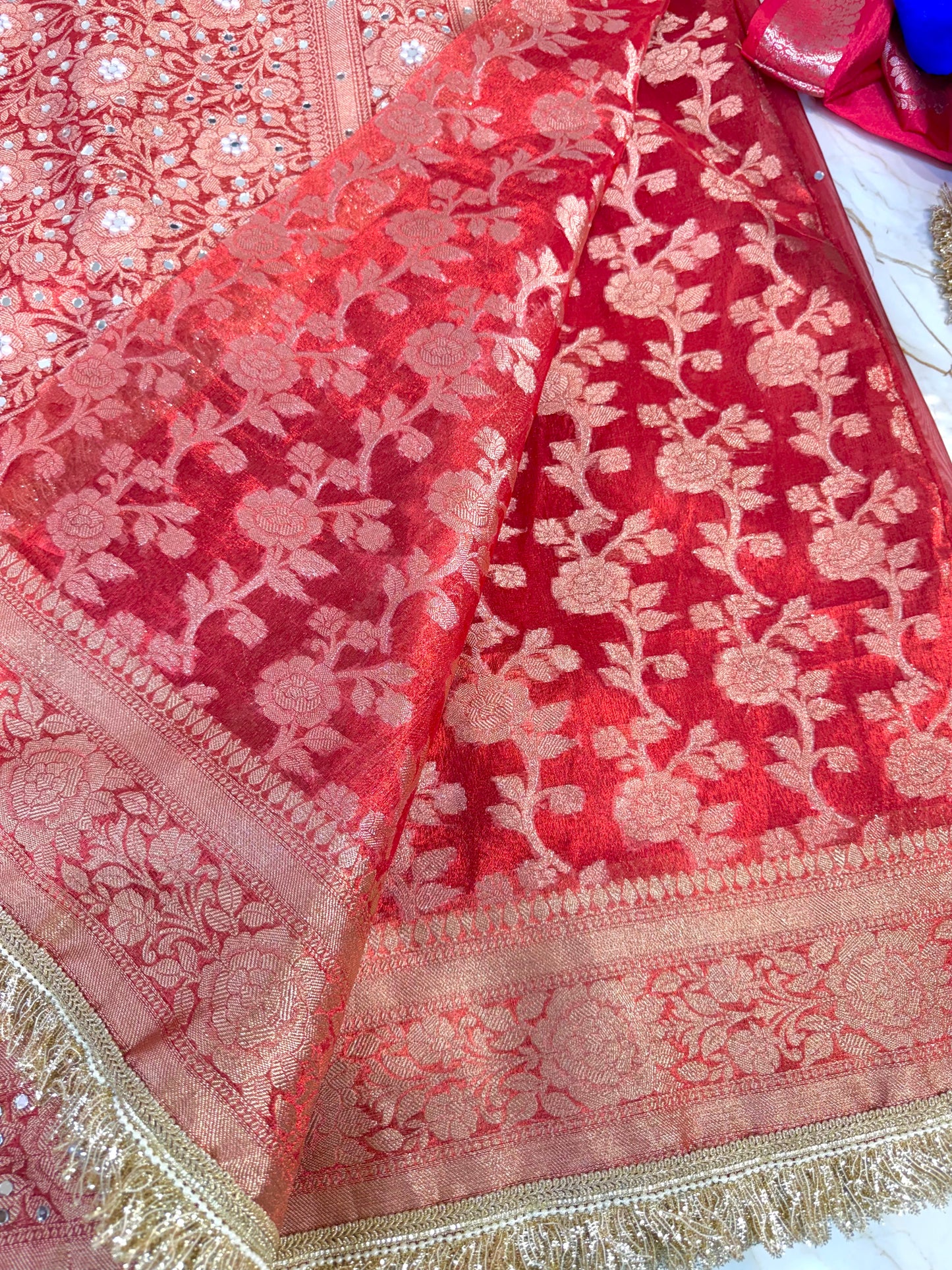 Banarasi Mirror Work Tissue Silk Saree