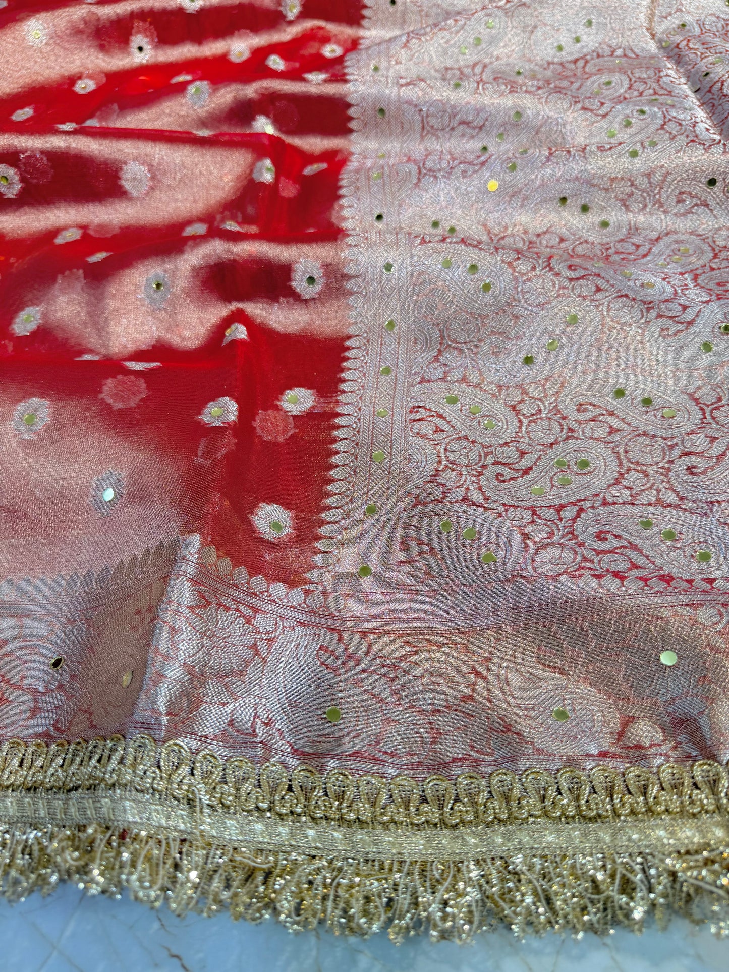 Banarasi Mirror Work Tissue Silk Saree