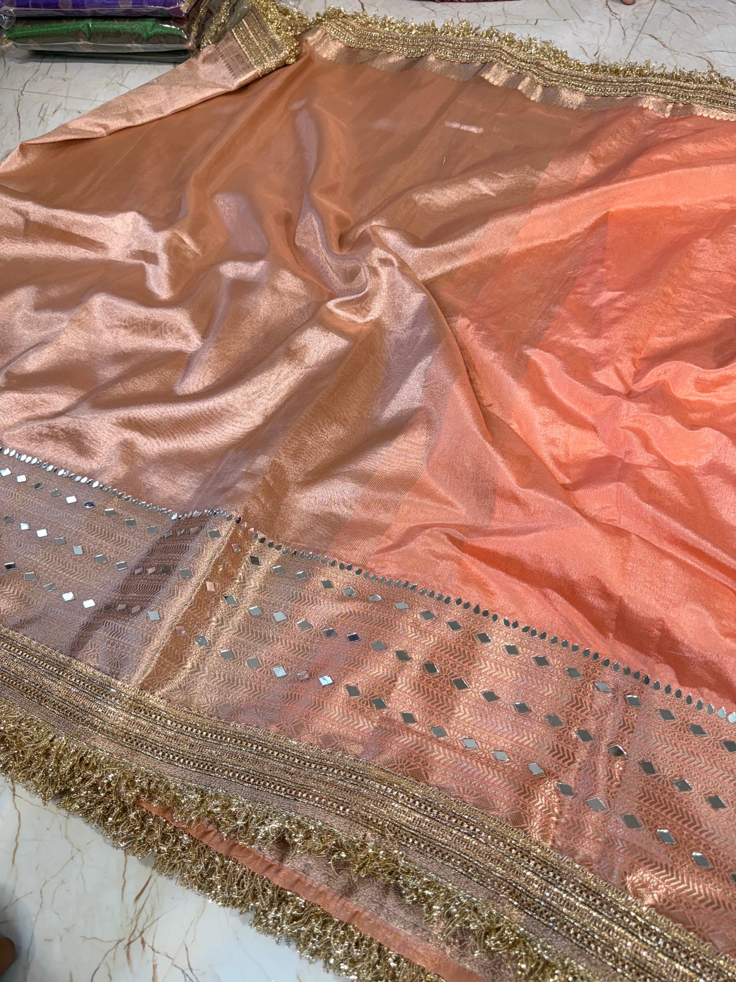 Banarasi Mirror Work Tissue Silk Saree