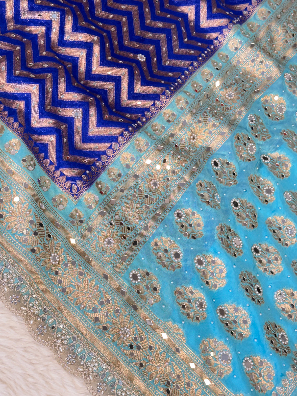 Banarasi Mirror Work Georgette Silk Saree