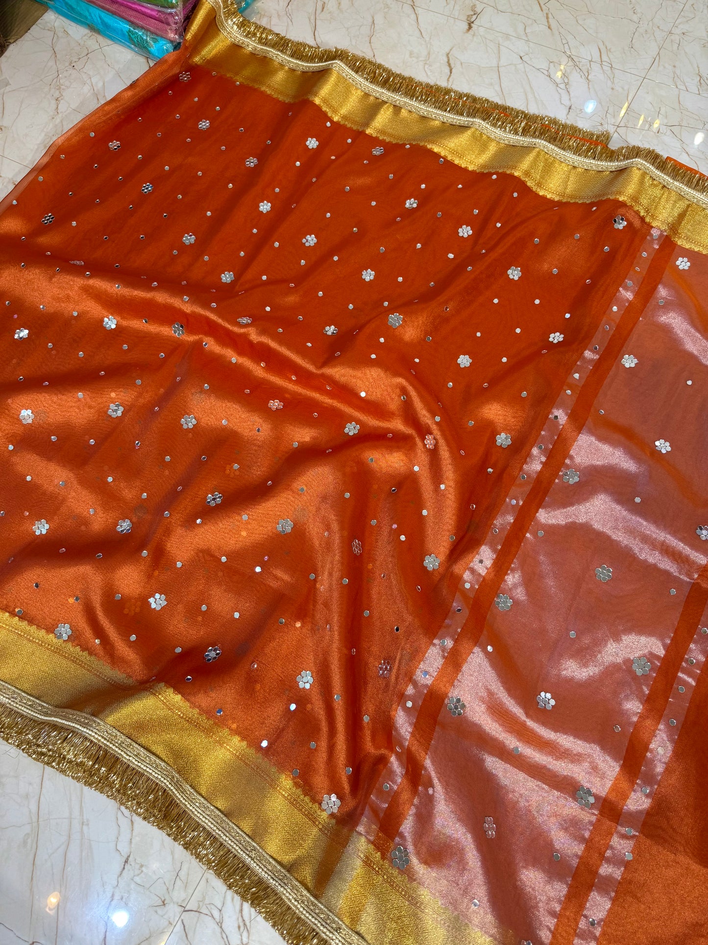 Banarasi Mirror Work Tissue Silk Saree