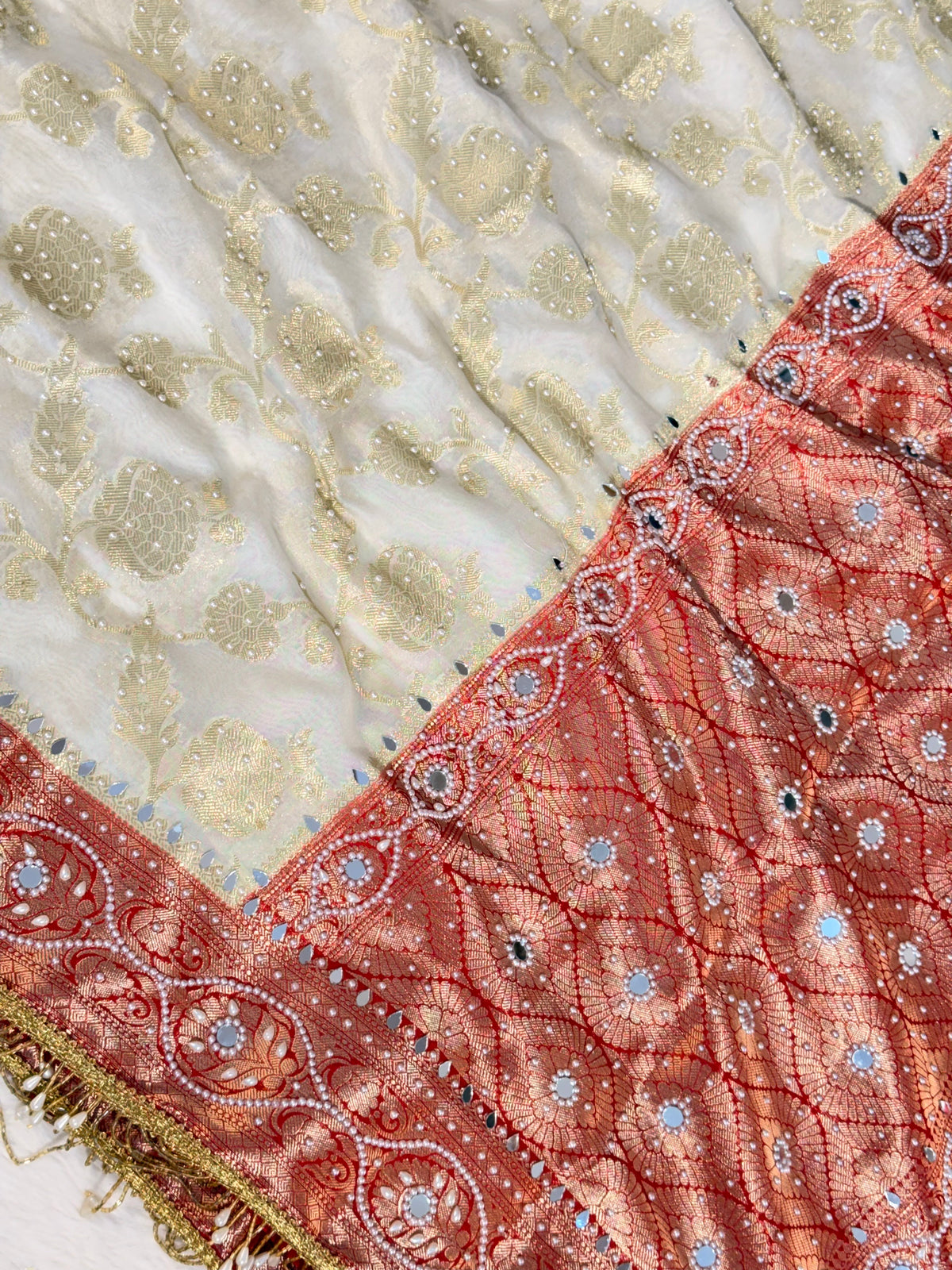 Banarasi Mirror Work Georgette Silk Saree