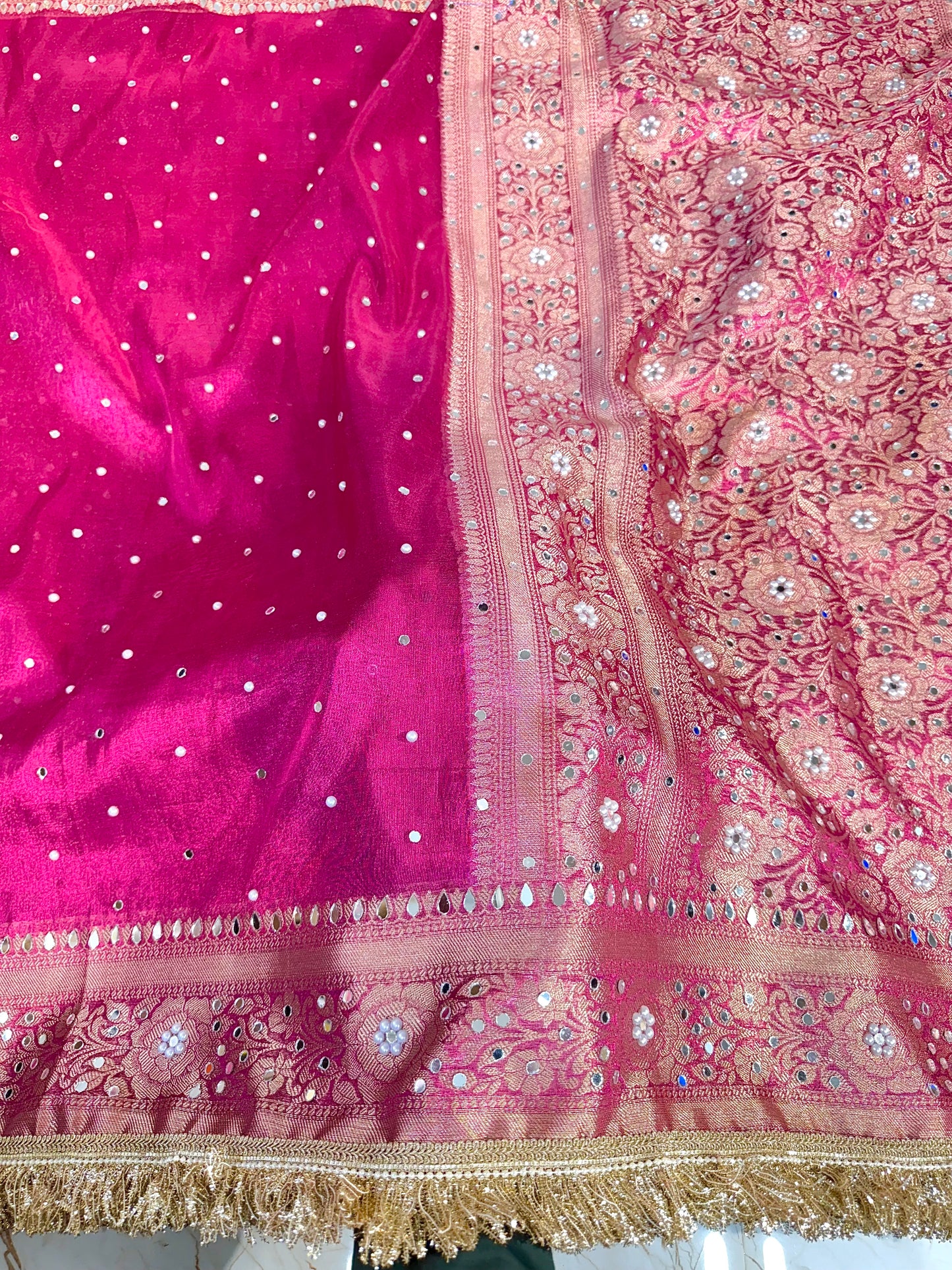 Banarasi Mirror Work Tissue Silk Saree