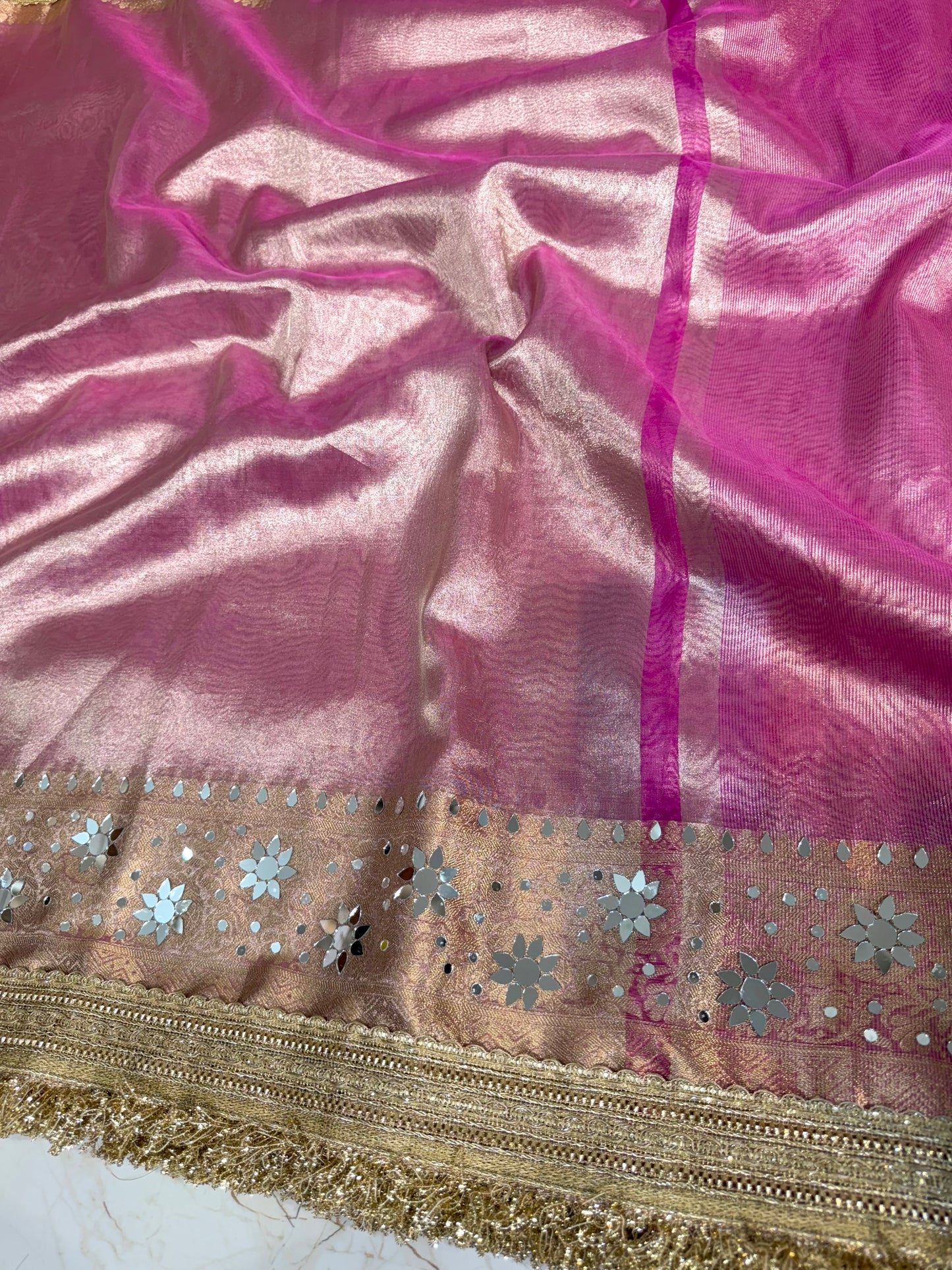 Banarasi Mirror Work Tissue Silk Saree