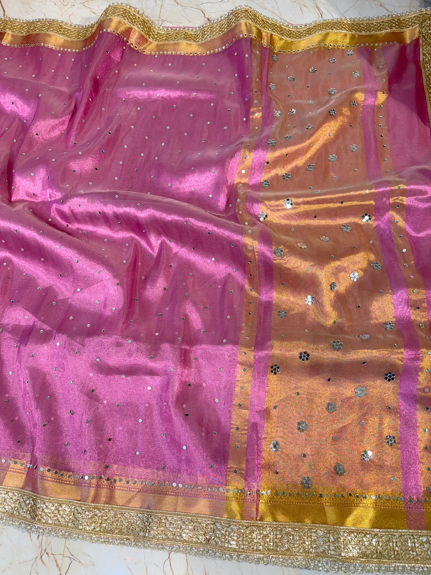 Banarasi Mirror Work Tissue Silk Saree
