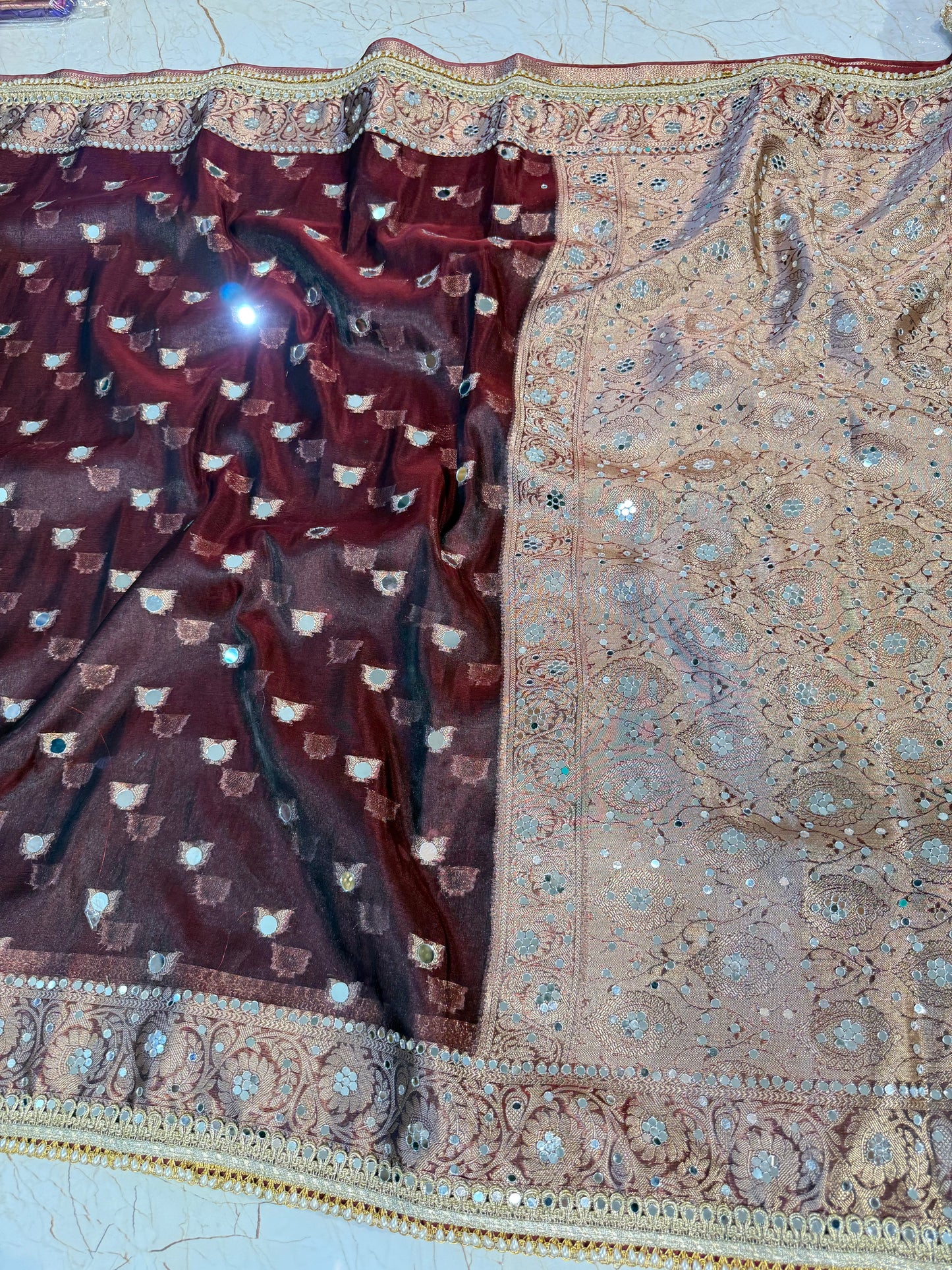 Banarasi Mirror Work Tissue Silk Saree