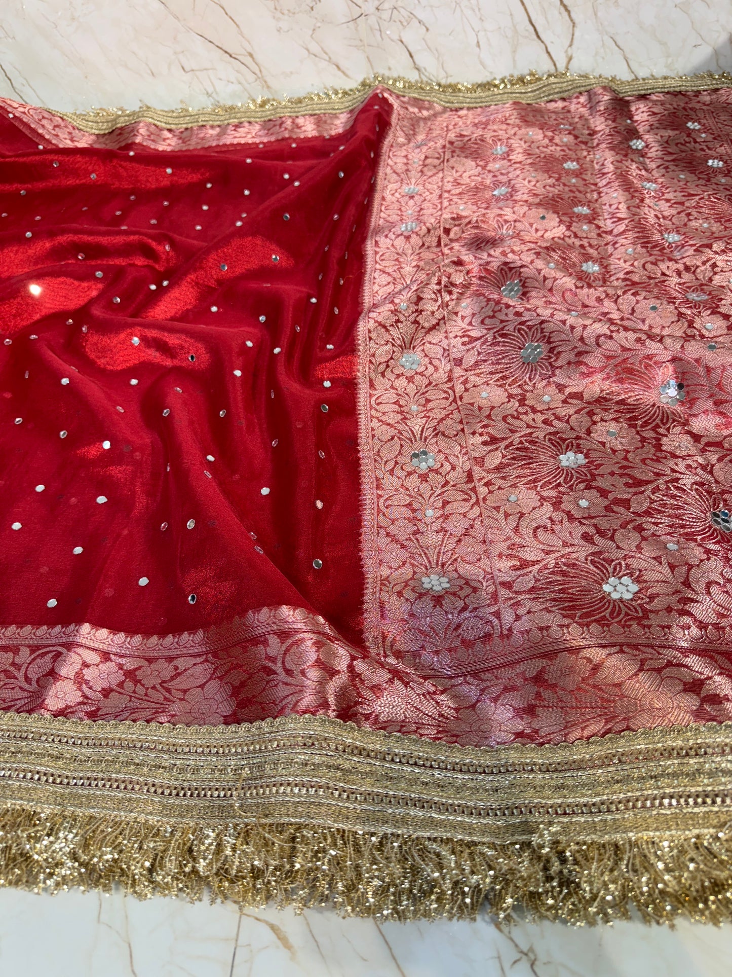 Banarasi Mirror Work Tissue Silk Saree