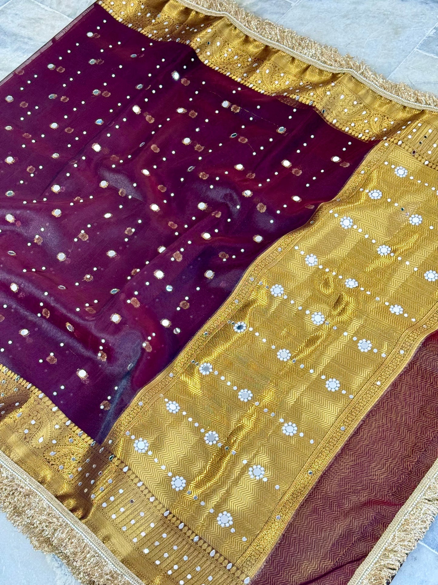 Banarasi Mirror Work Tissue Silk Saree