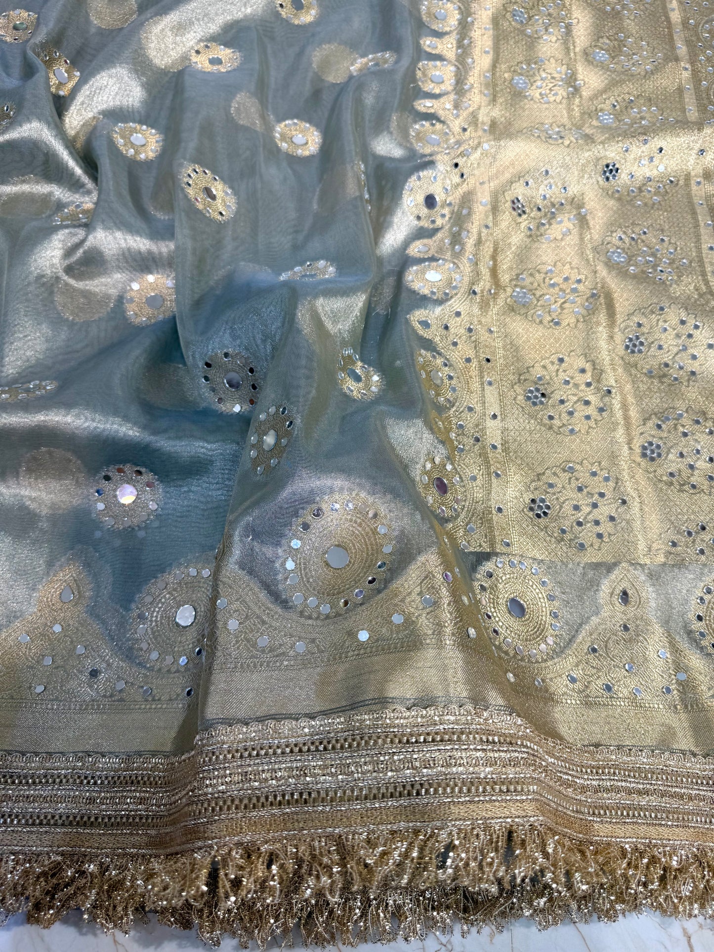 Banarasi Mirror Work Tissue Silk Saree
