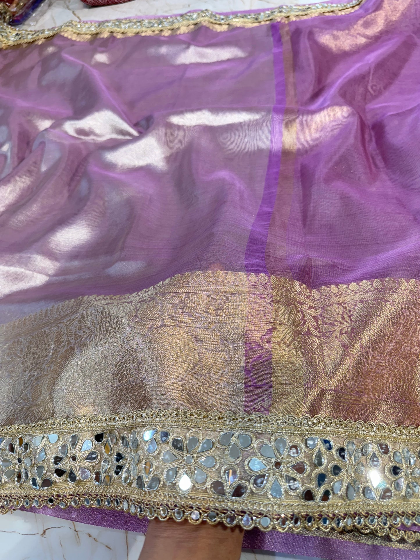 Banarasi Mirror Work Tissue Silk Saree
