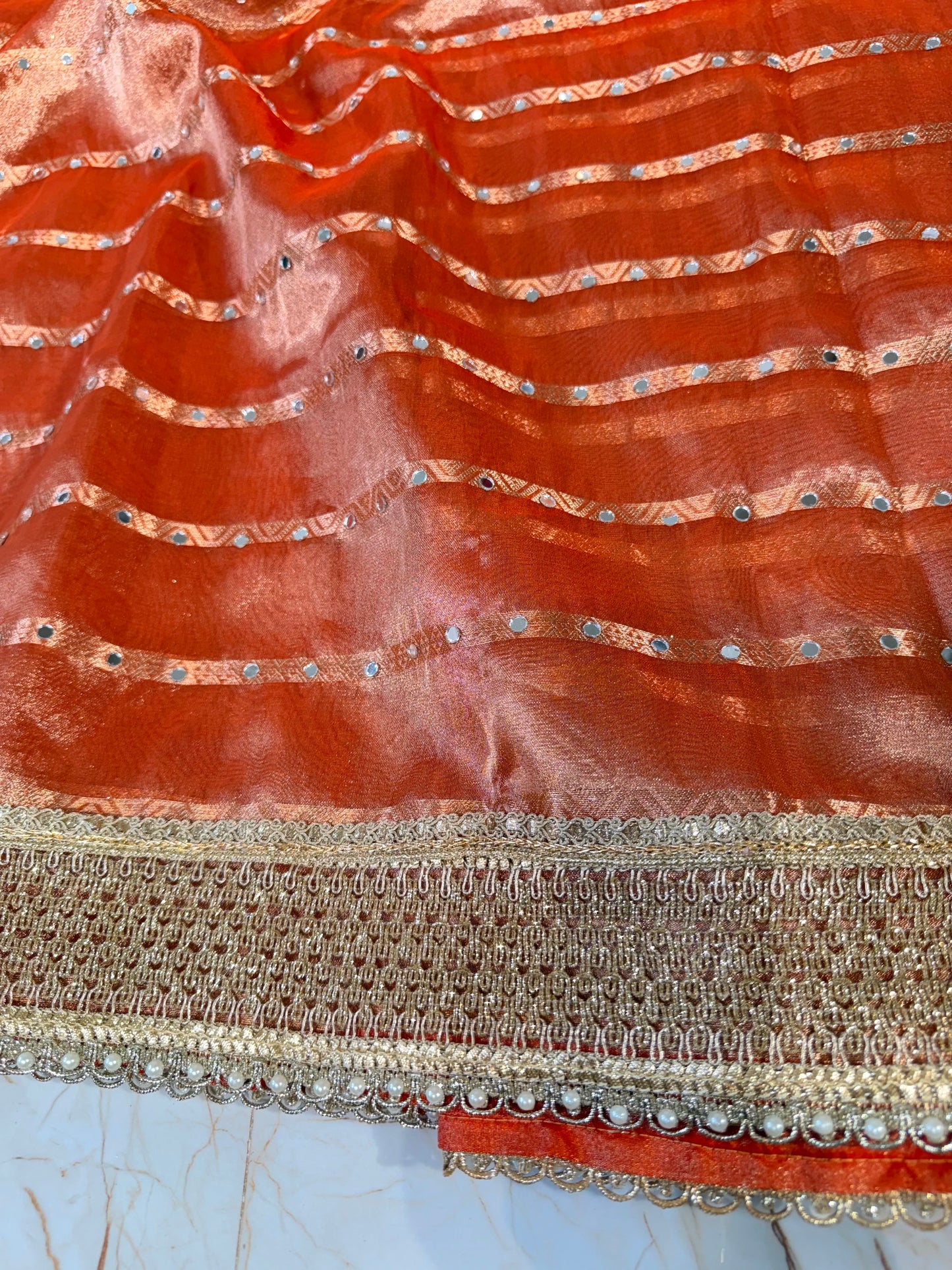 Banarasi Mirror Work Tissue Silk Saree
