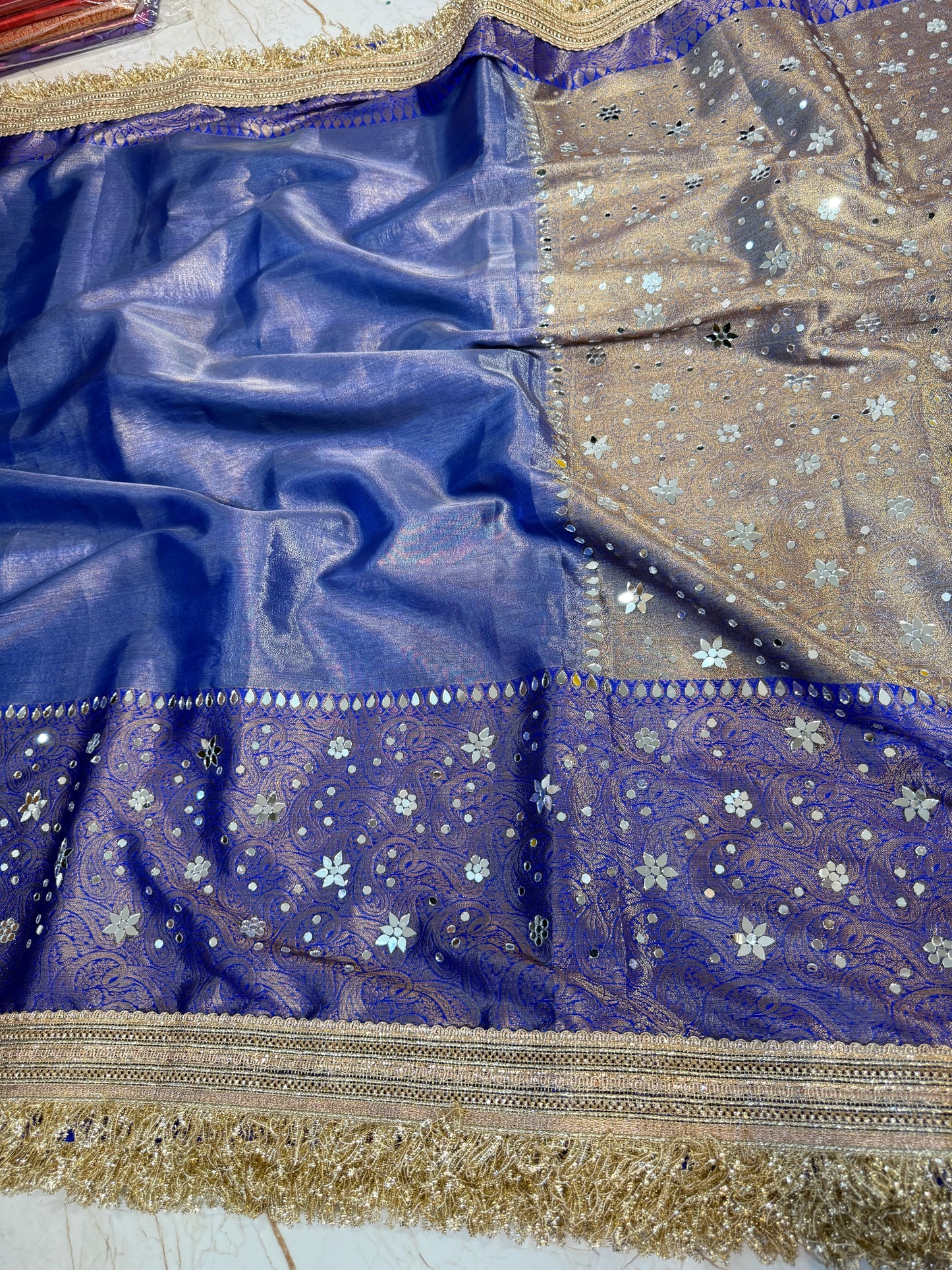 Banarasi Mirror Work Tissue Silk Saree