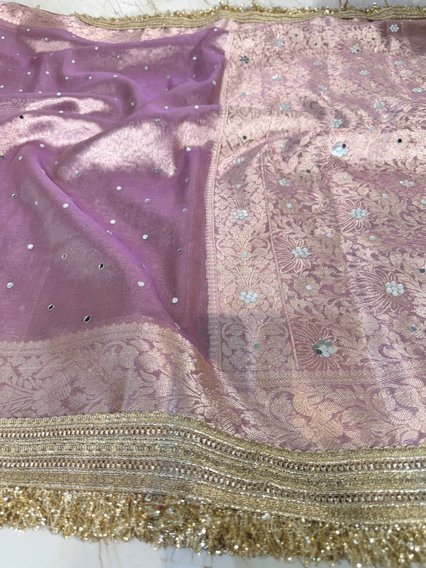 Banarasi Mirror Work Tissue Silk Saree