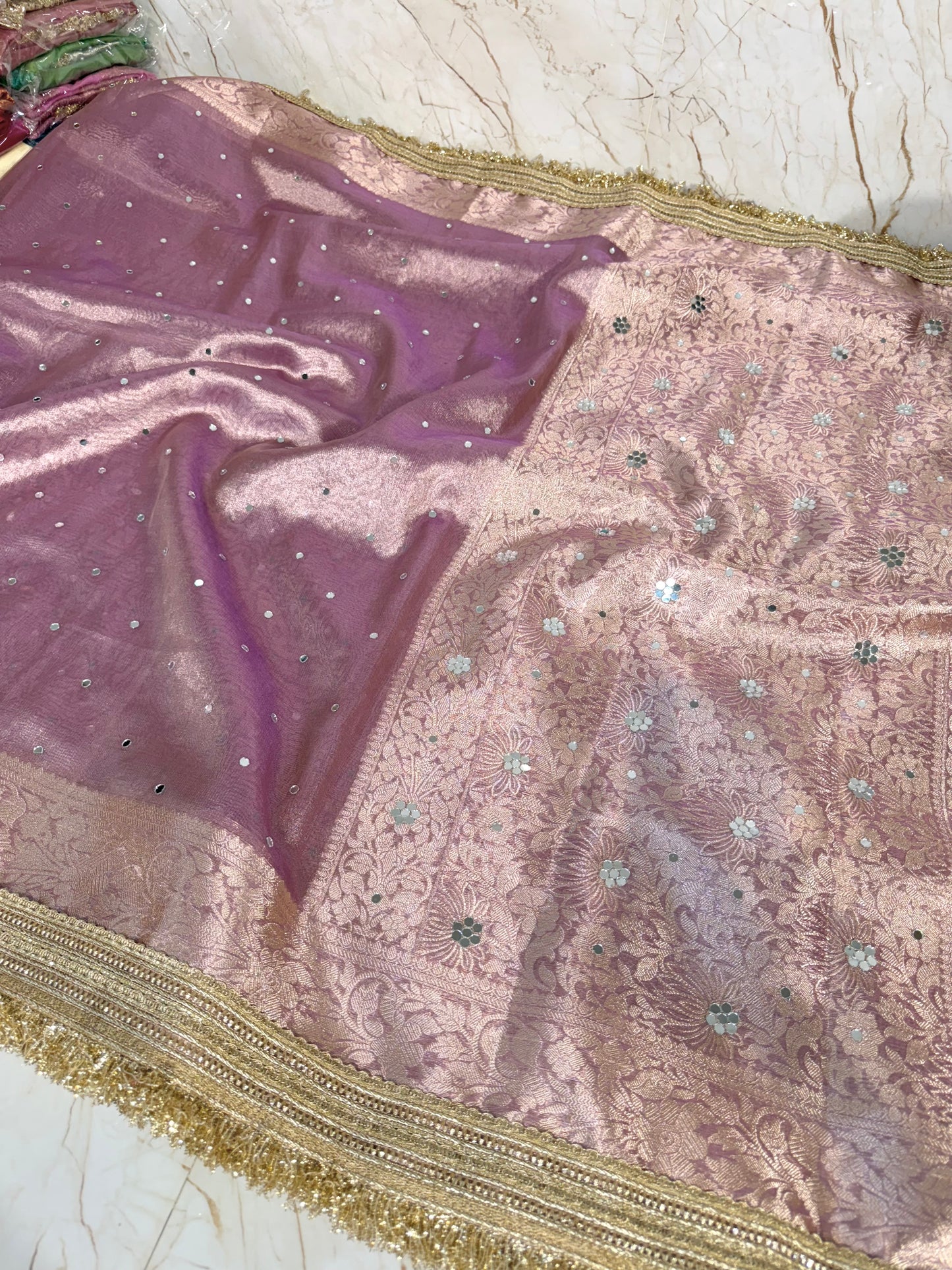 Banarasi Mirror Work Tissue Silk Saree