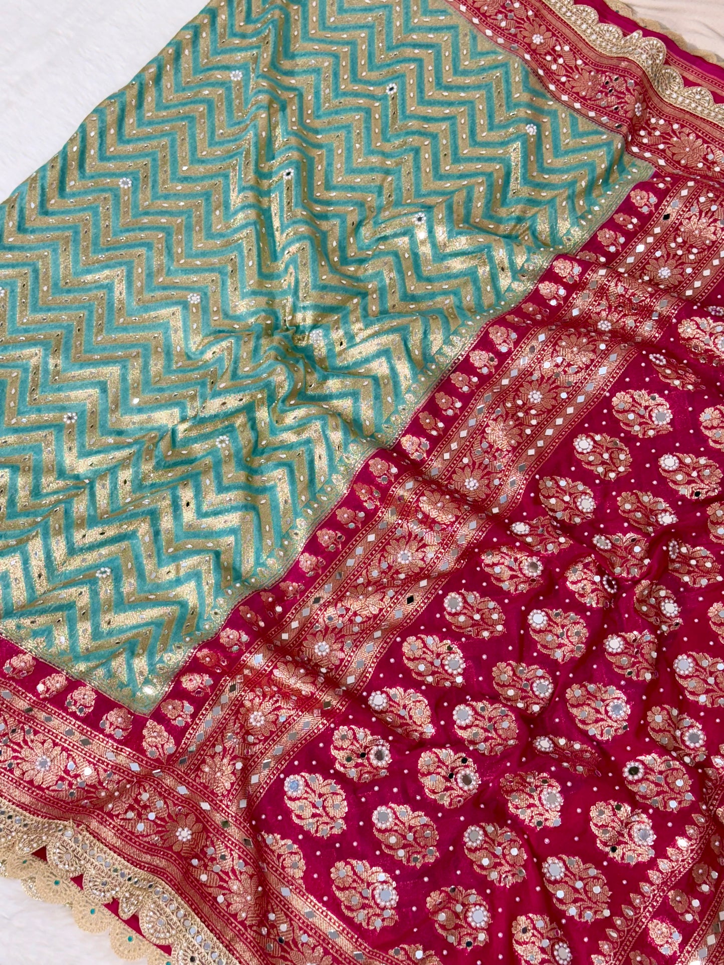 Banarasi Mirror Work Georgette Silk Saree
