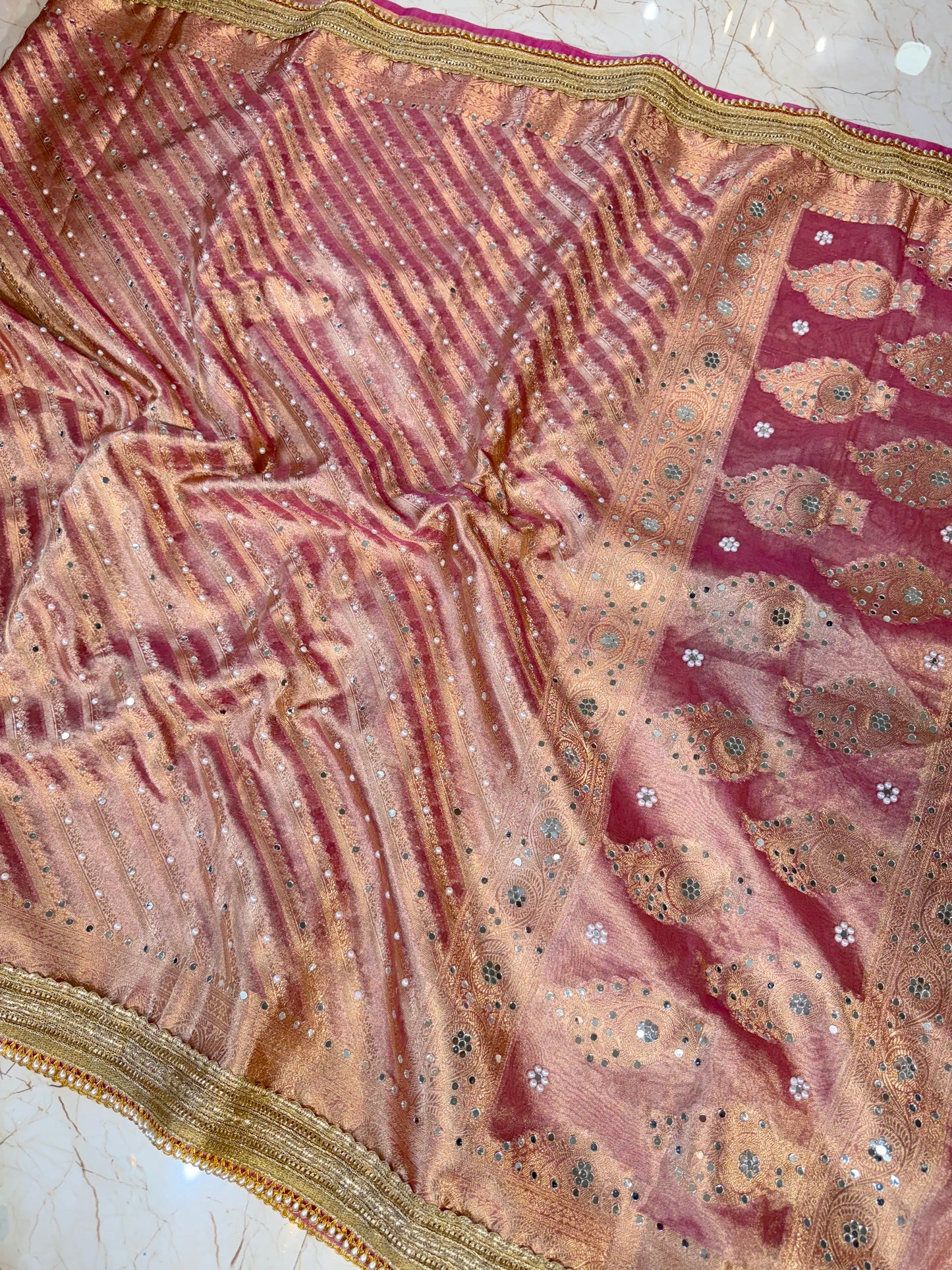 Banarasi Mirror Work Tissue Silk Saree