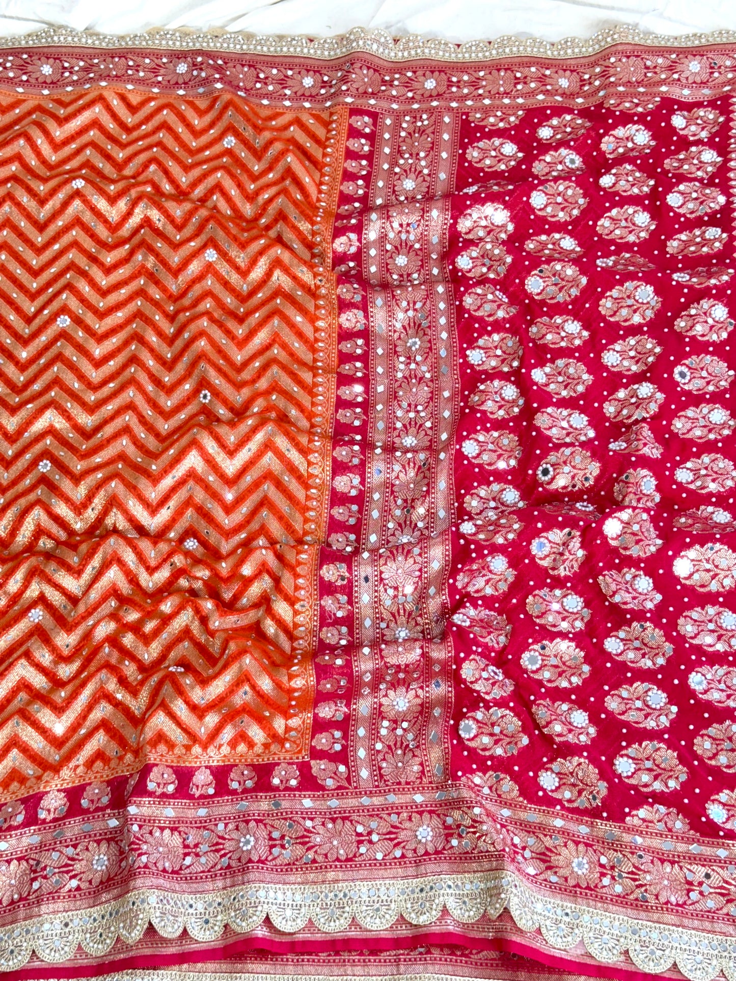Banarasi Mirror Work Georgette Silk Saree