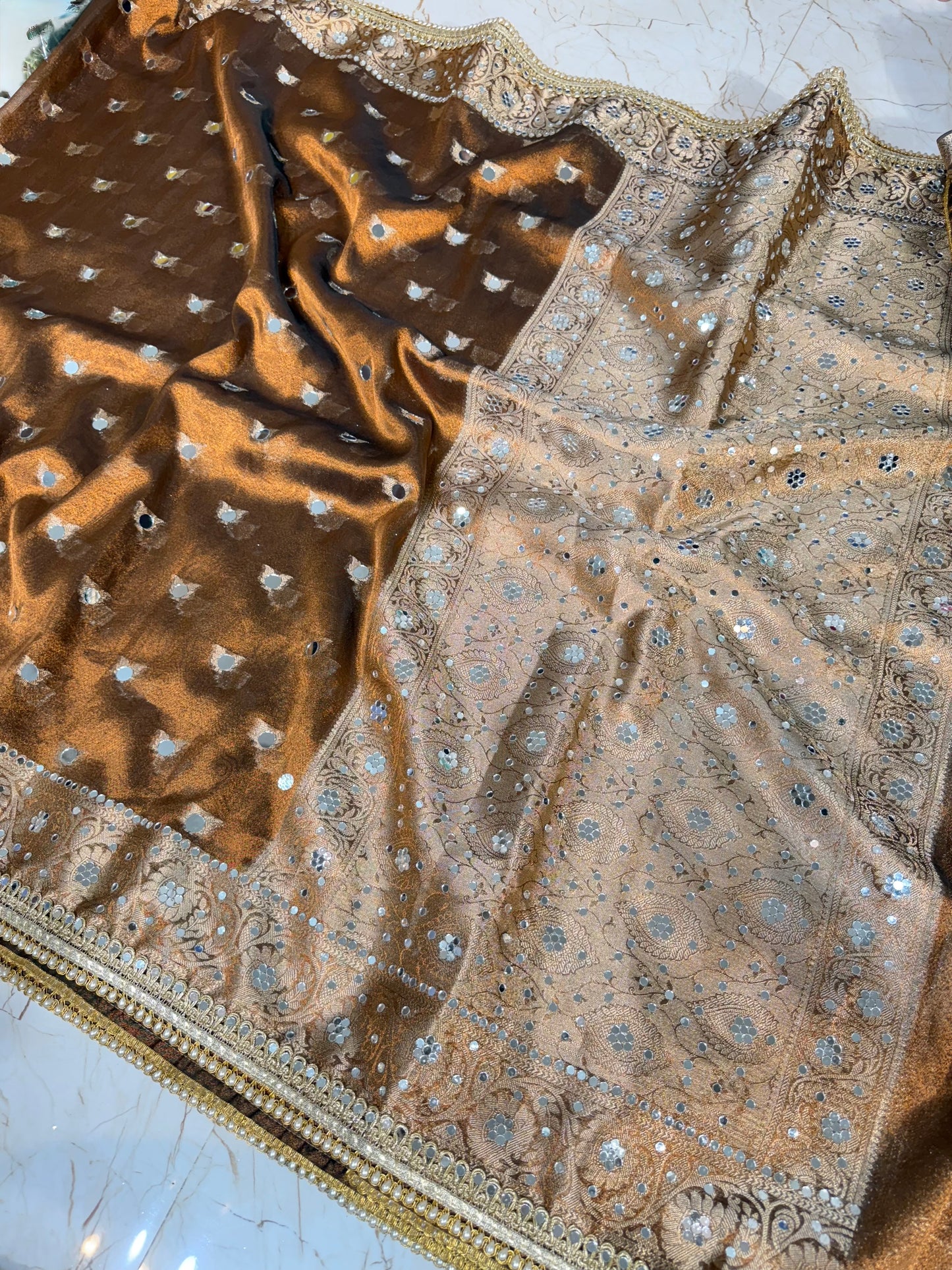 Banarasi Mirror Work Tissue Silk Saree