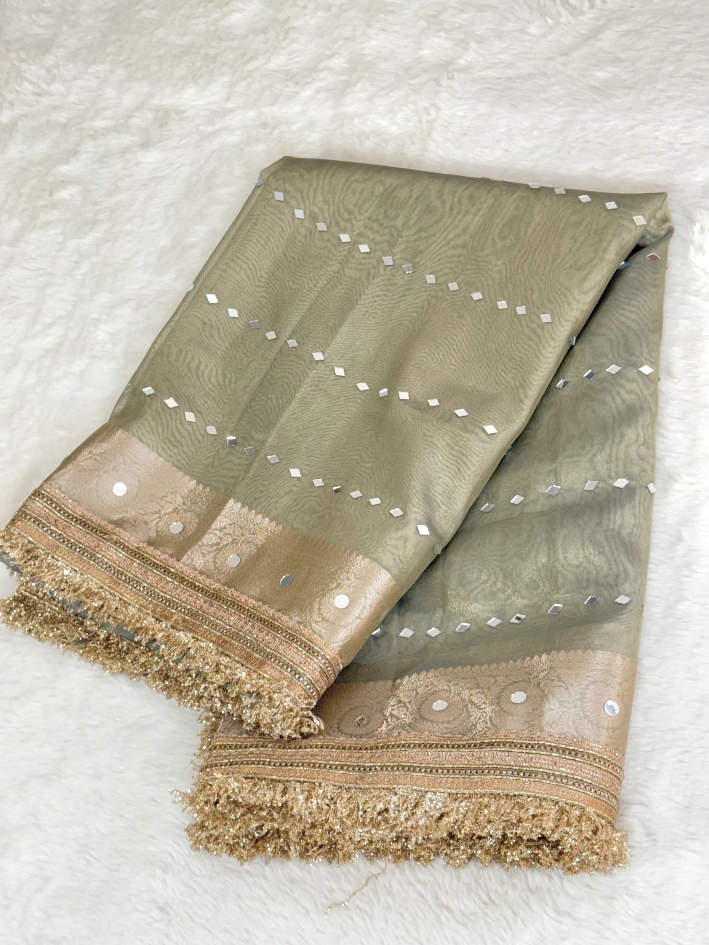Banarasi Mirror Work Tissue Silk Saree