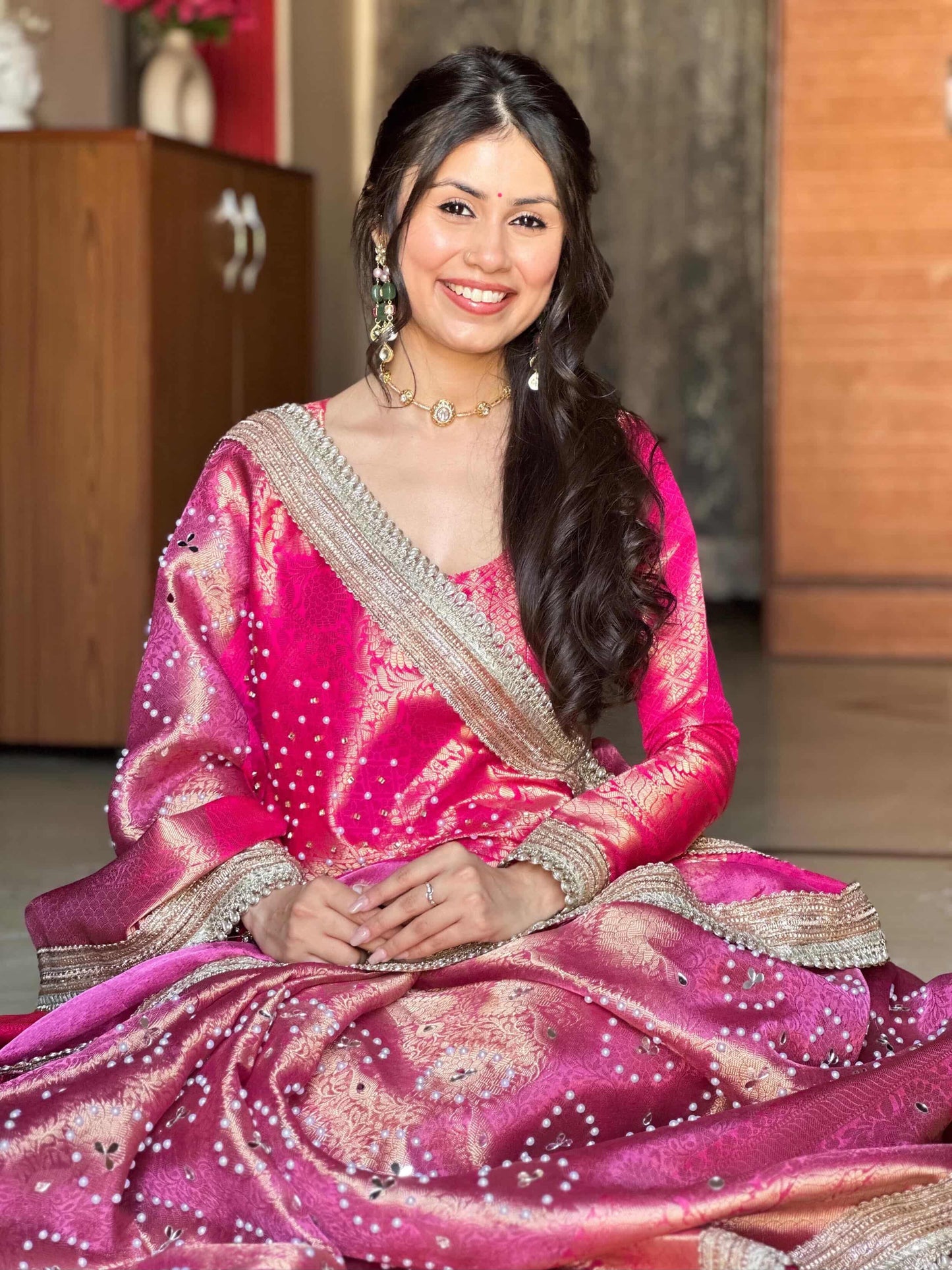 Banarasi Mirror Work Tissue Silk Saree
