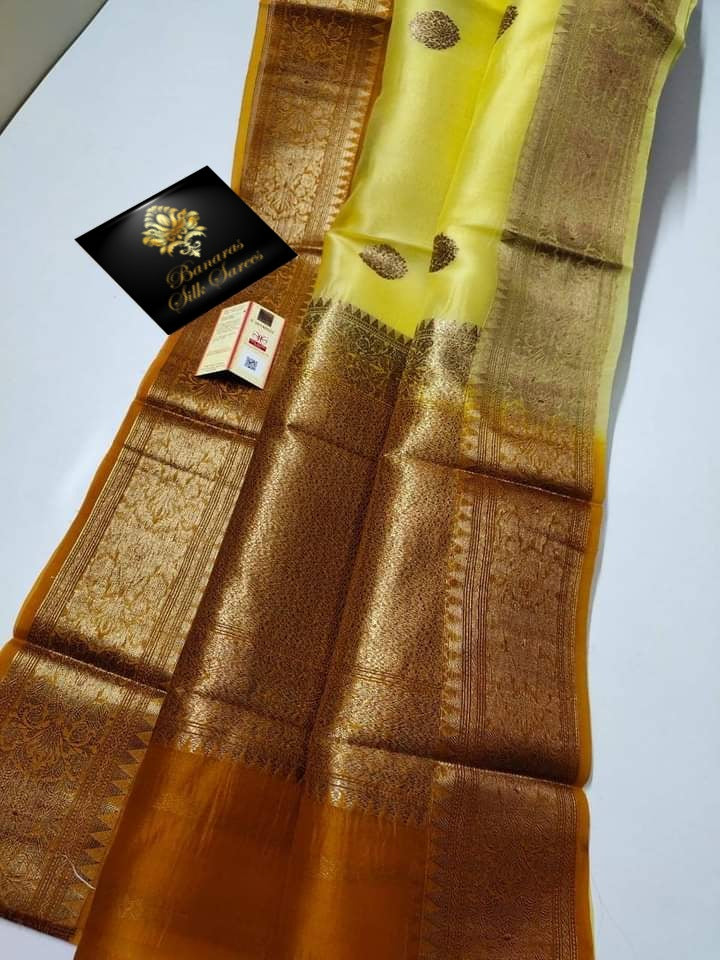 Banarasi Handloom Soft Kora Silk Contrast Color Saree
