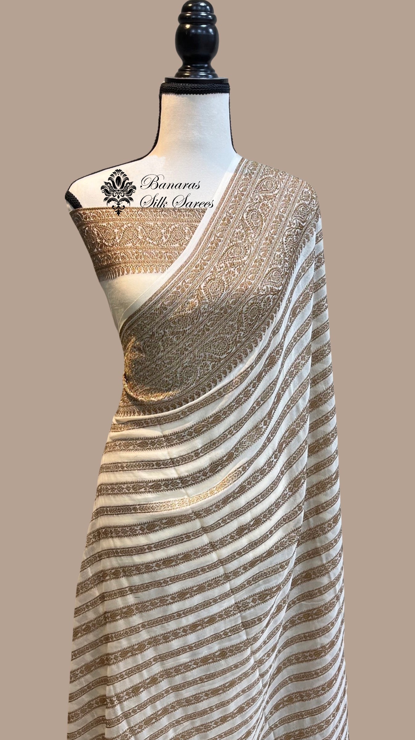 Banarasi Khaddi Georgette Soft Silk Latest Stripe Design Saree