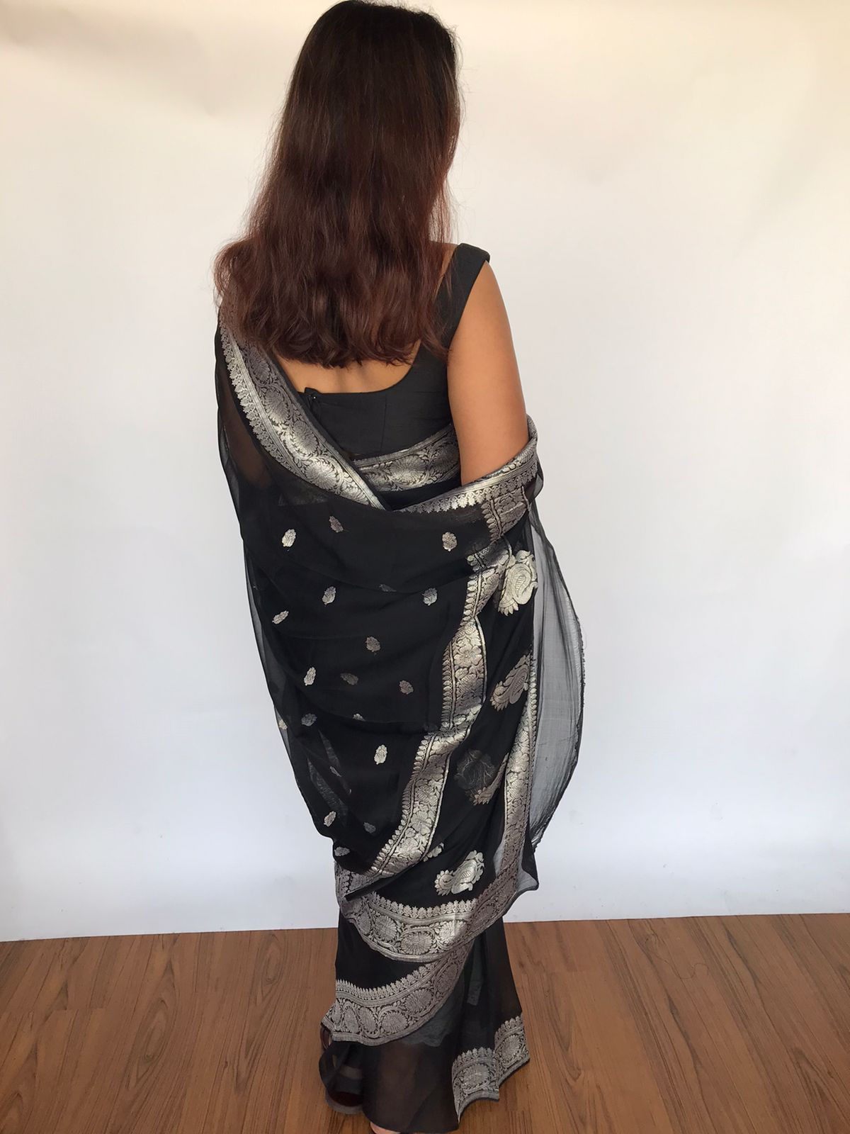 Banarasi Khaddi Georgette Pure Silk Kaduwa Weaving Silver Zari Saree