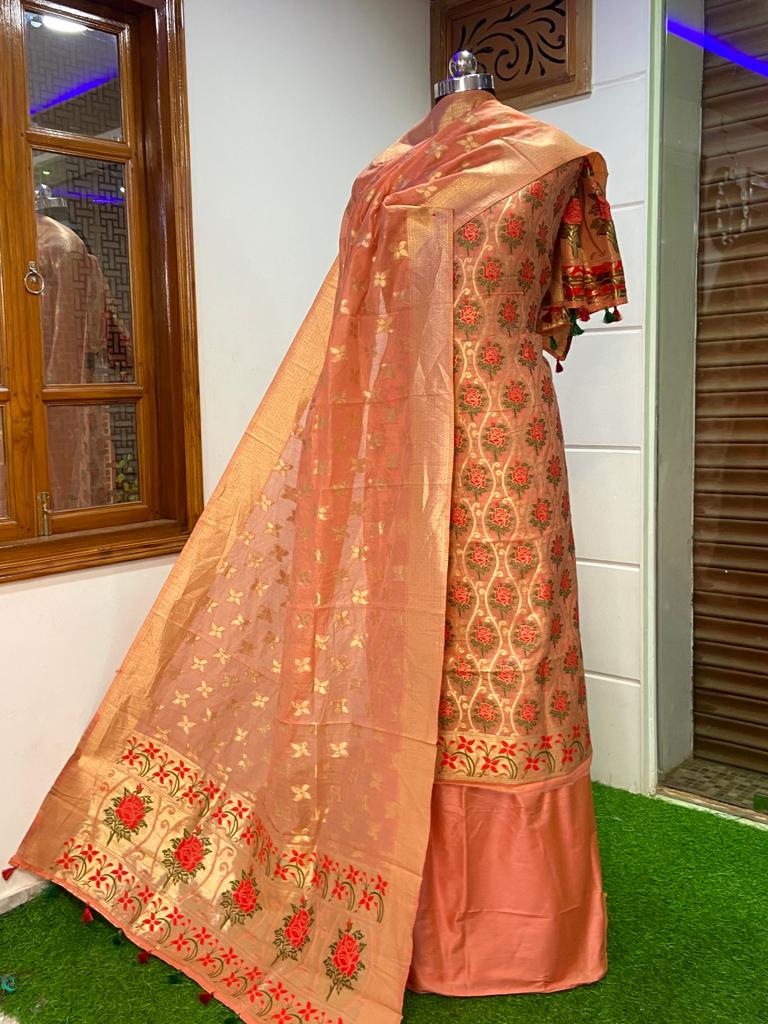 Banarasi Handloom Premium Quality Pure Cotton Silk Tilfi Weaving Suit