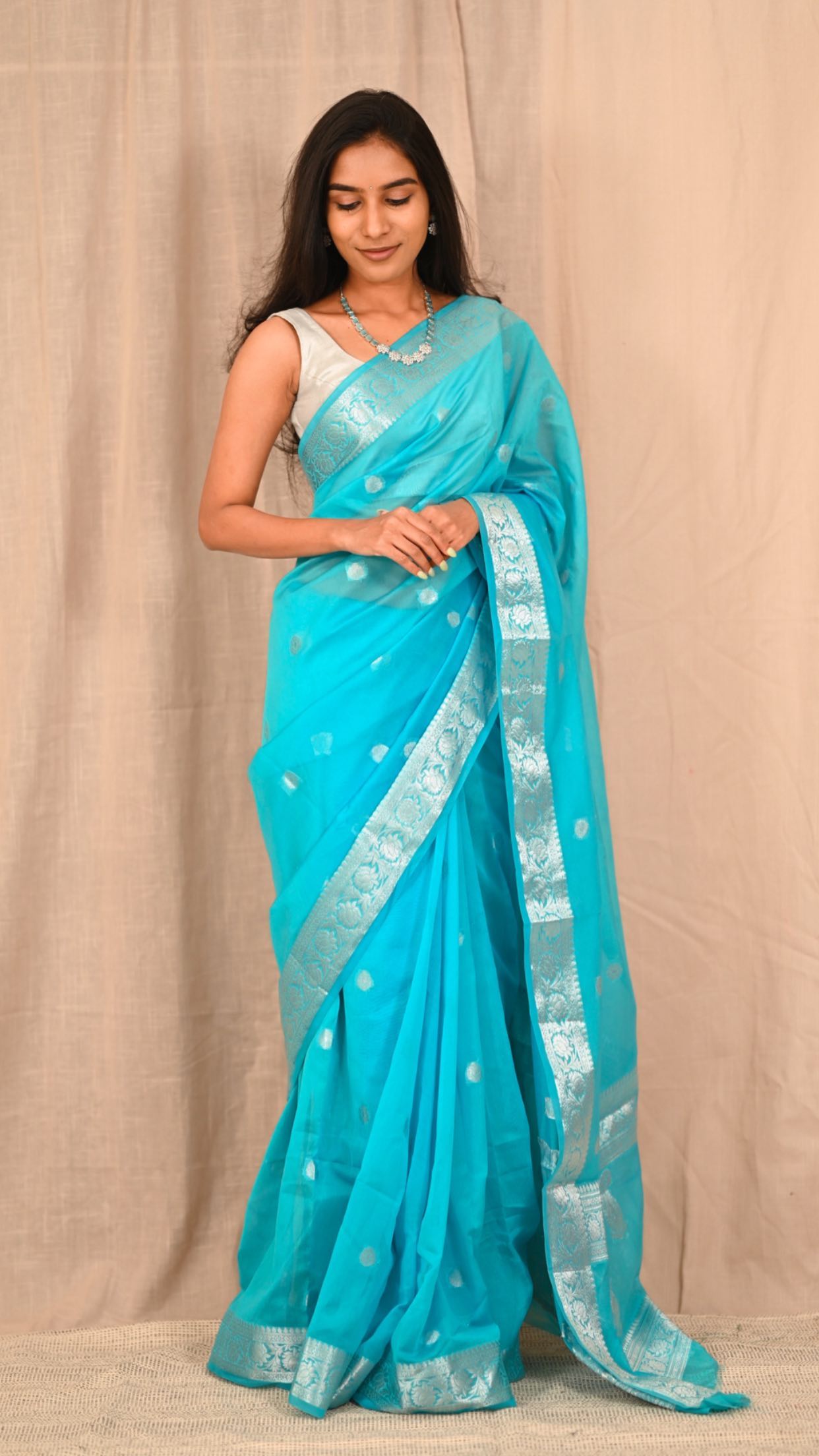 Banarasi Khaddi Georgette Silk Silver Zari Saree
