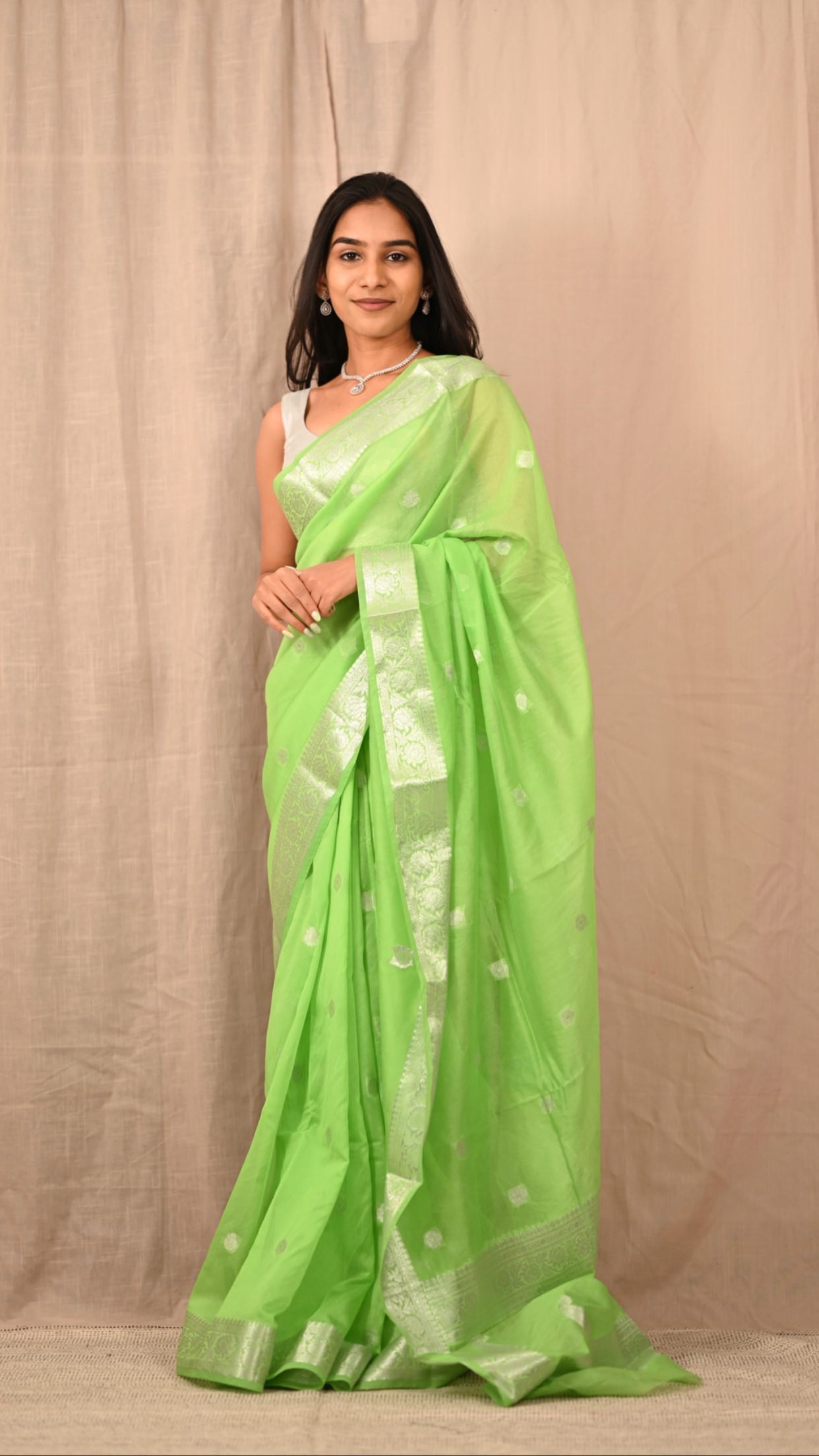 Banarasi Khaddi Georgette Silk Silver Zari Saree
