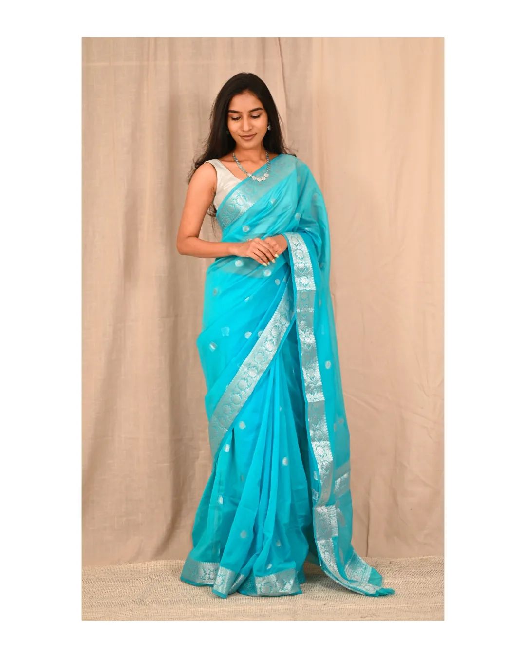 Banarasi Khaddi Georgette Silk Silver Zari Saree
