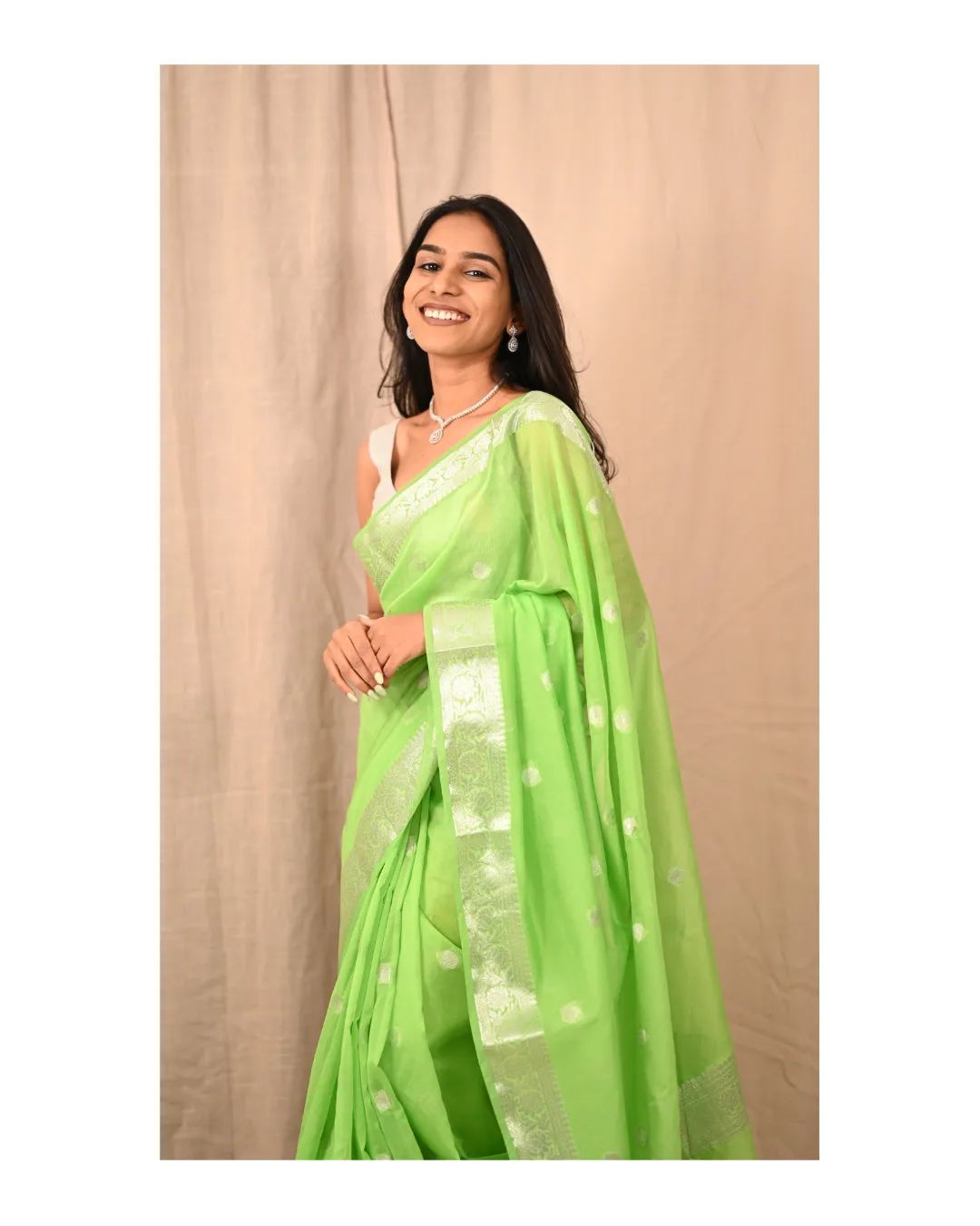 Banarasi Khaddi Georgette Silk Silver Zari Saree